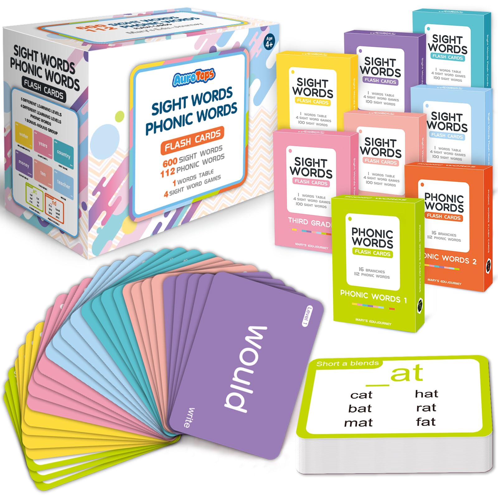 712 Sight Words/Phonics Flash Cards, Dolch & Fry High Frequency Site Words