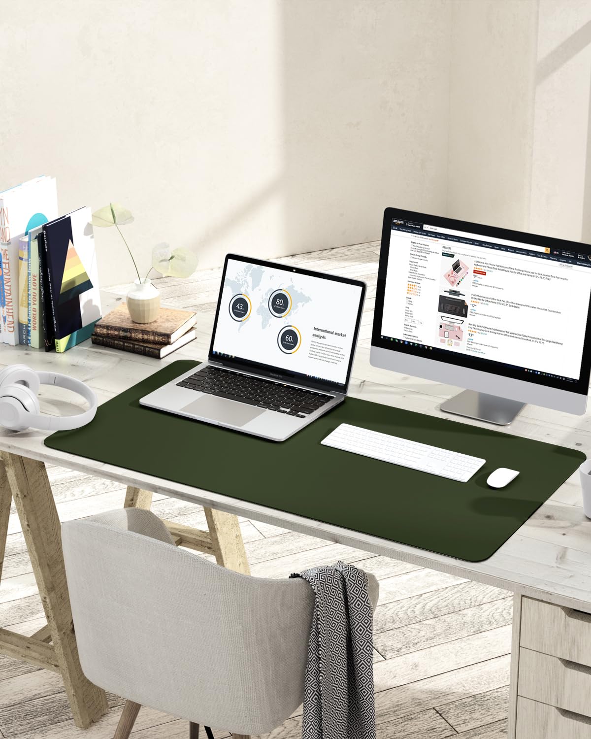 YSAGi Non-Slip Leather Desk Pad L Size, Waterproof Laptop Computer Desk Keyboard Mat, Table
