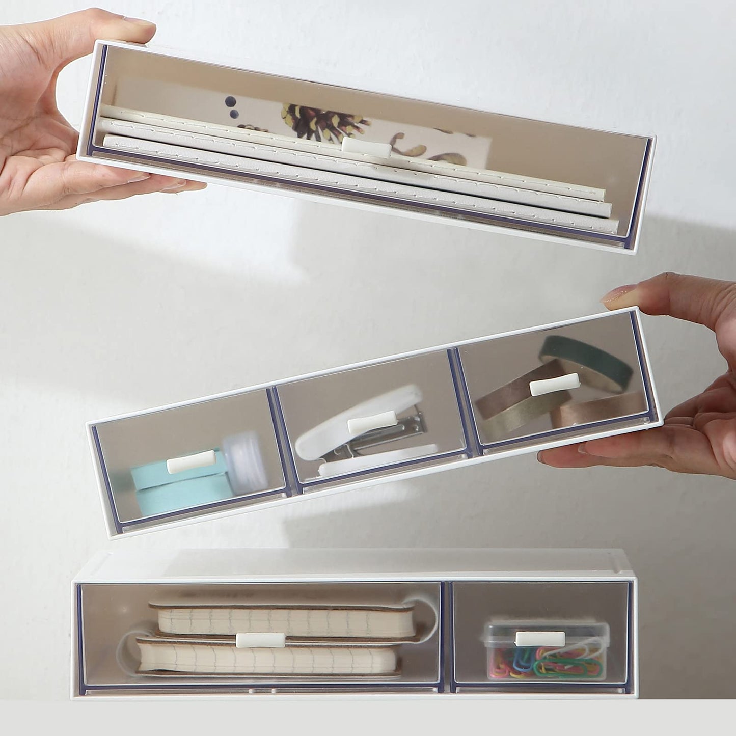 MILULUGO Desk Organizer with 6 Drawers, Makeup Organizer, Plastic Cosmetic Organizer, Bathroom