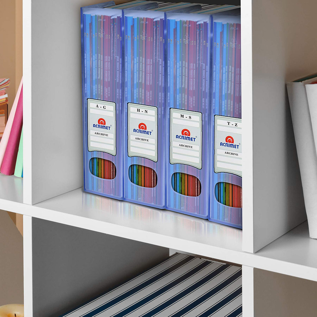 Acrimet Magazine File Holder, Vertical Desk Organizer, Clear Blue, 2 Pack