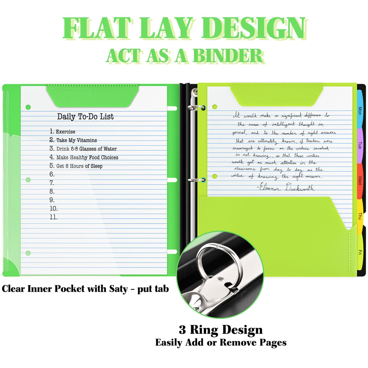 INFUN All-in-one Telescoping Binder Notebook - 2PCS，Refillable 3 Ring Notebook Binder with 1