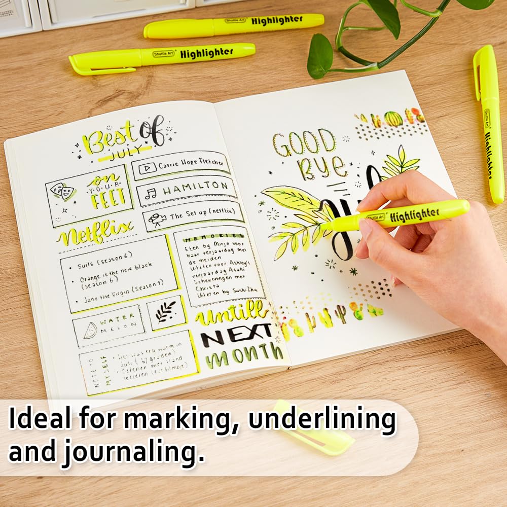 Shuttle Art 70 Pack Highlighters, Yellow Highlighters with Versatile Chisel Tip, Highlighter