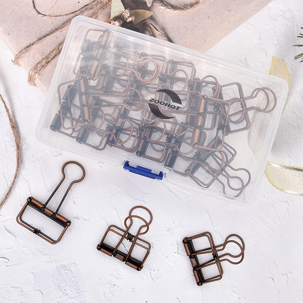 Binder Clips Paper Clamps 32mm Clips for Office School Supplies (Red Copper)
