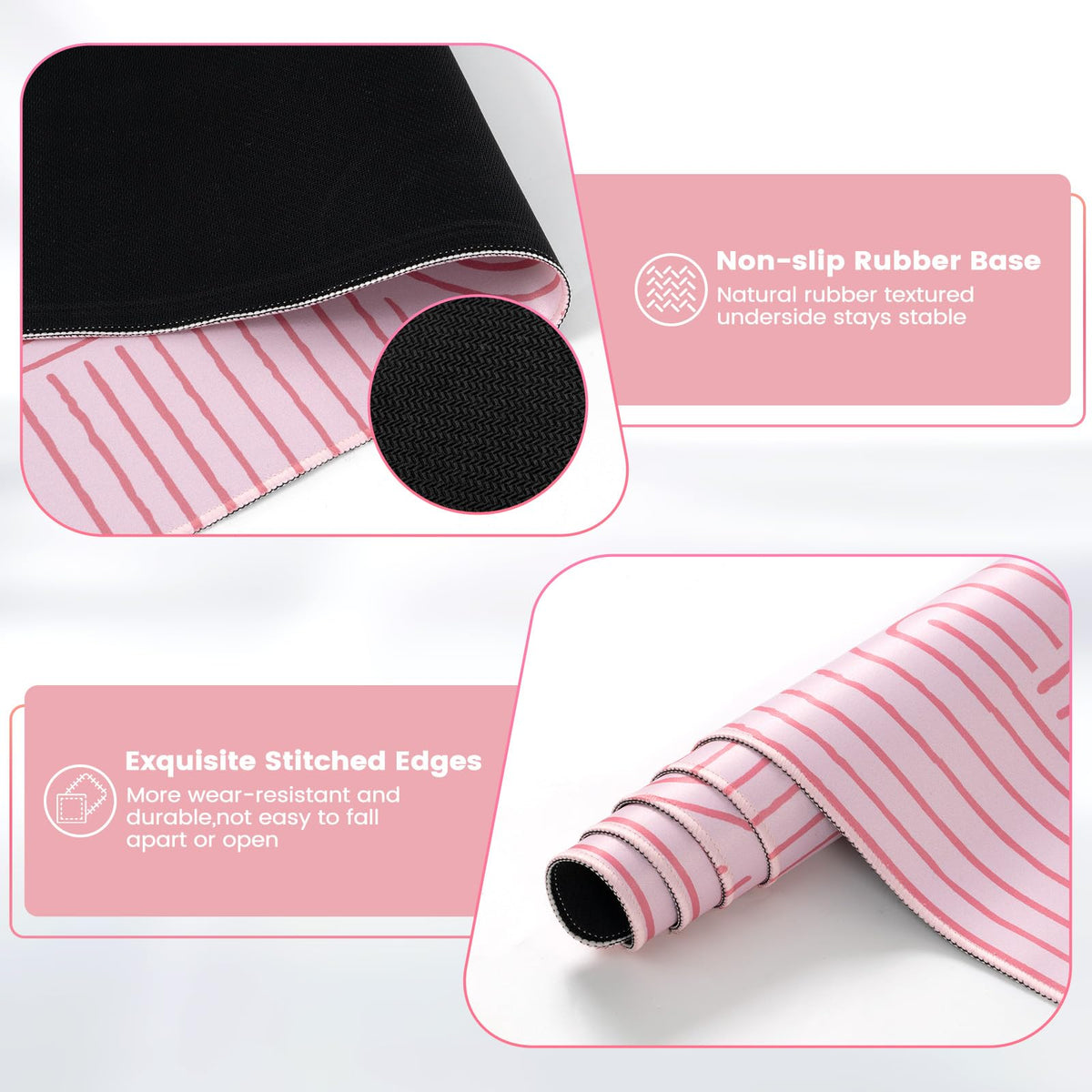 iCasso Pink Desk Matt for Desktop, Cute Desk Pad Mat, Large Mouse Pad