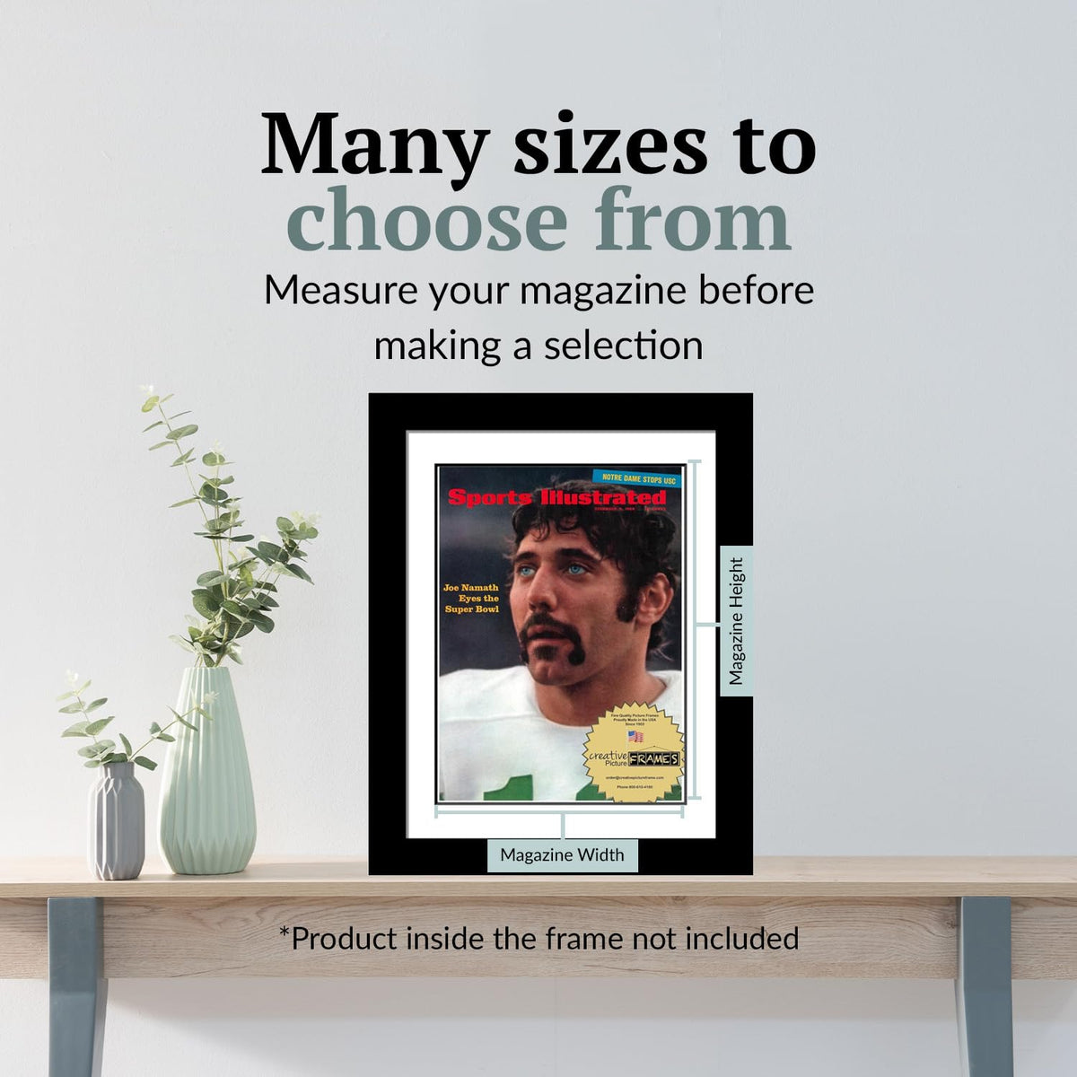 Creative Picture Frames 8.25" x 11" Sports Illustrated Magazine Display Frame, Suitable for Up to