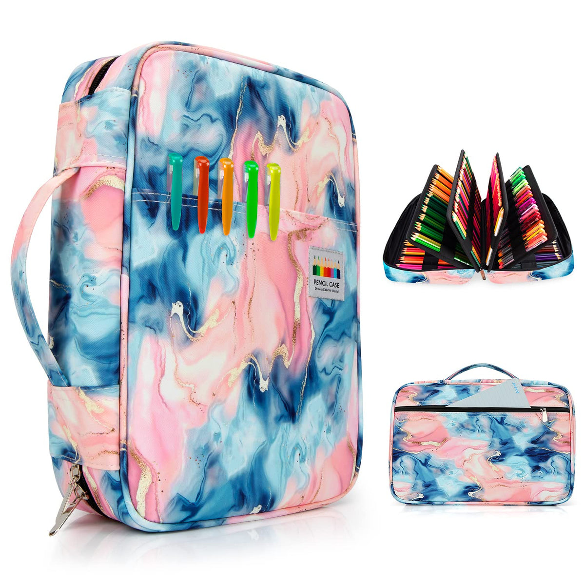 YOUSHARES Organizer Color Pencil 300 Slots - Pen Case Organizer with Handy Wrap & Zipper