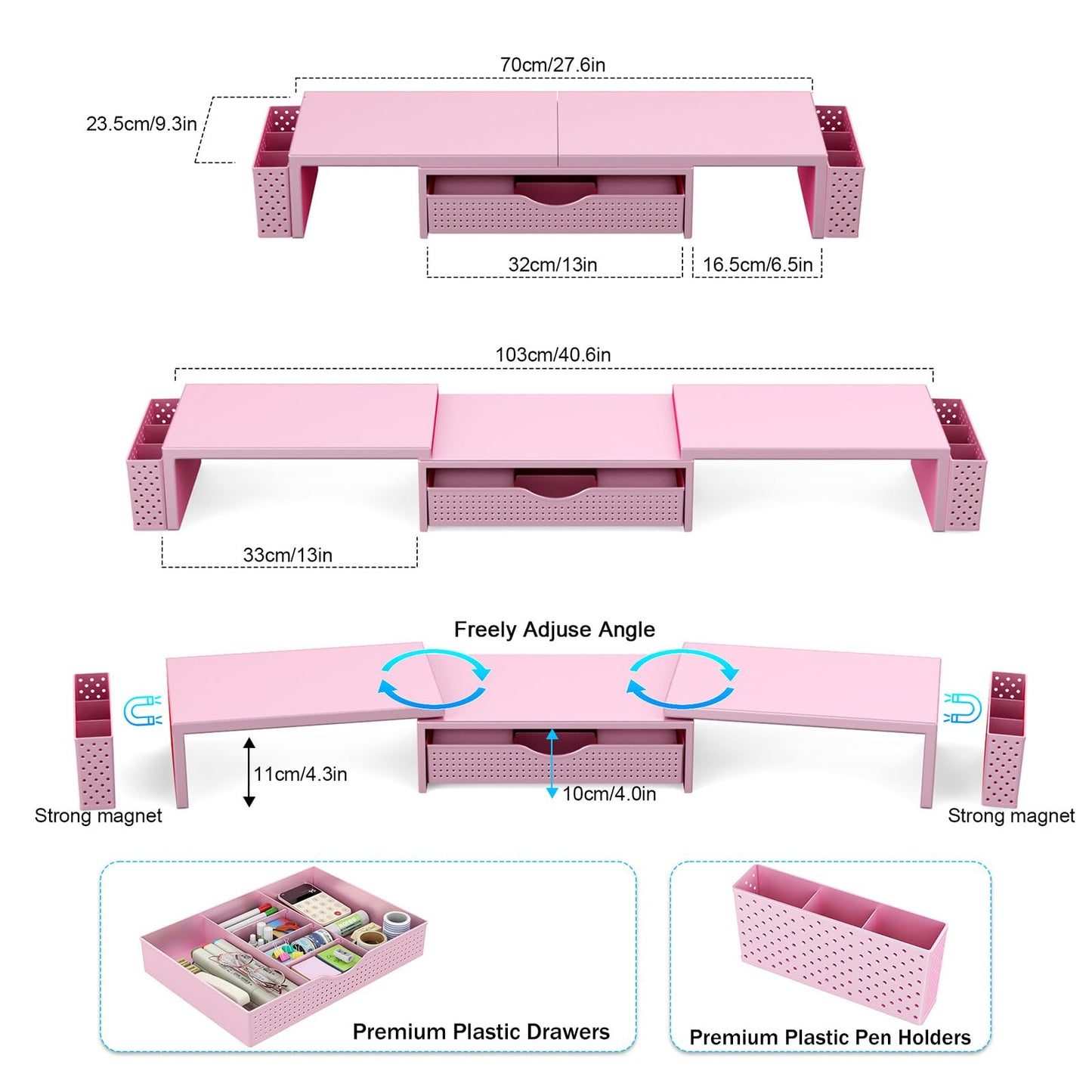 Spacrea Dual Monitor Stand Riser with Drawer and 2 Pen Holders