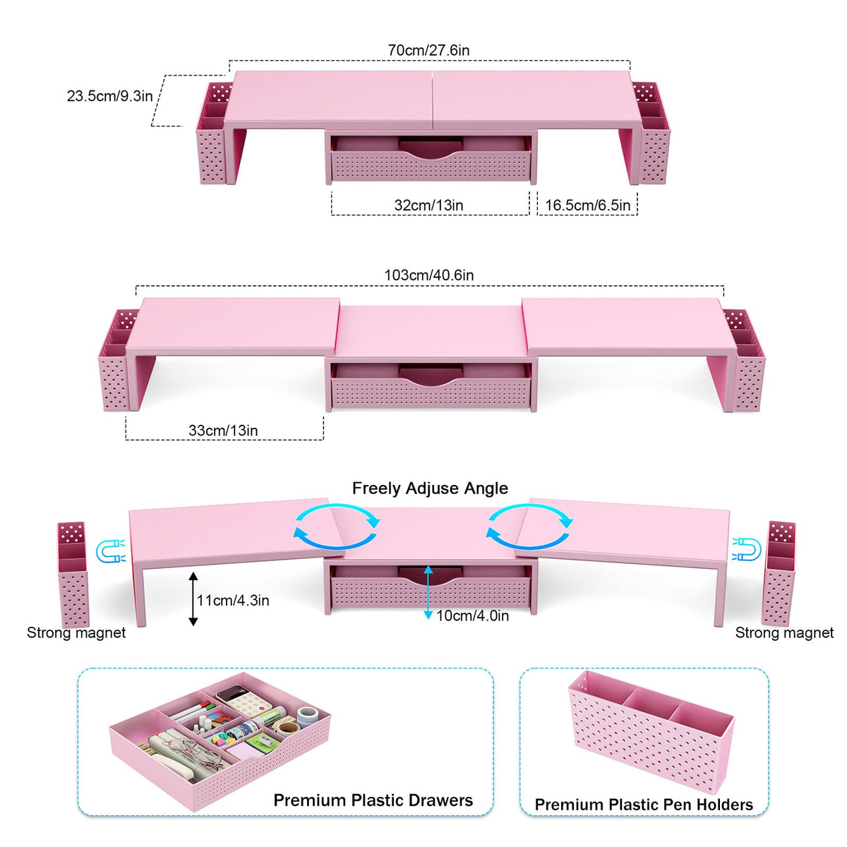Spacrea Dual Monitor Stand Riser with Drawer and 2 Pen Holders