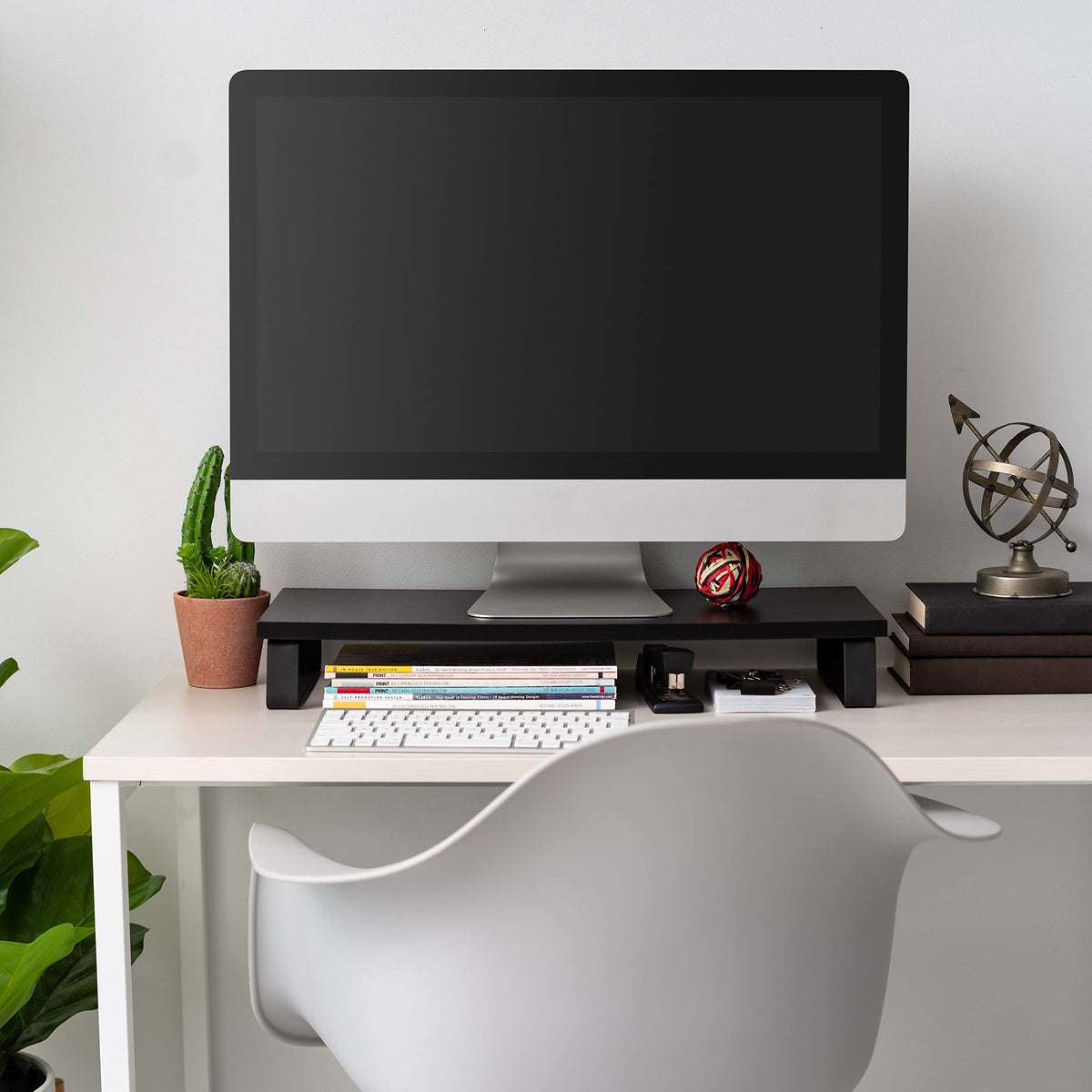 IRIS USA 1-Tier Multi-Purpose Modern PC Monitor Organizer Stand with Metal Legs, Ergonomic Desktop
