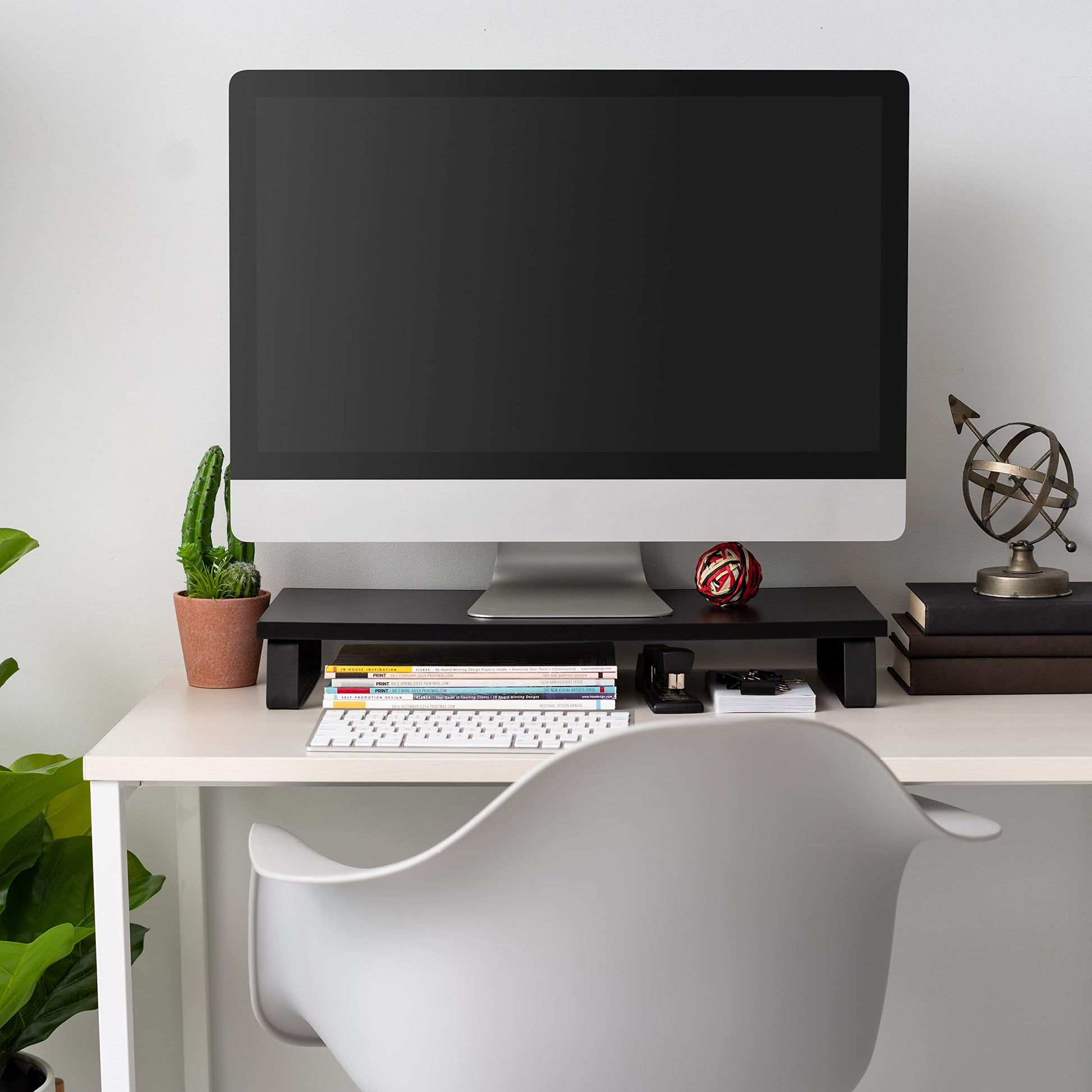 IRIS USA 1-Tier Multi-Purpose Modern PC Monitor Organizer Stand with Metal Legs, Ergonomic Desktop