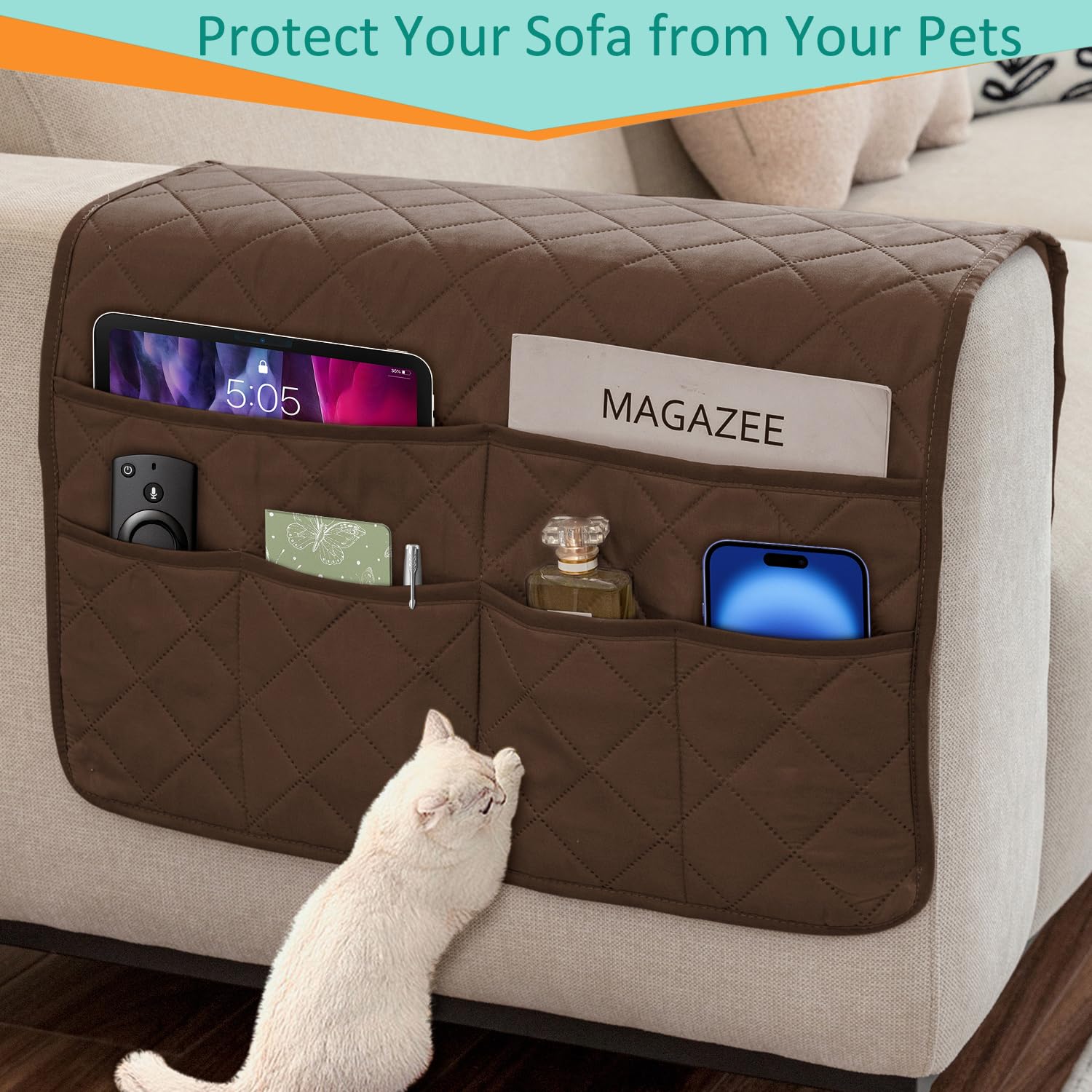 Remote Control Holder for Recliner Non-Slip Armchair Caddy Couch Armrest Organizer, Arm Chair