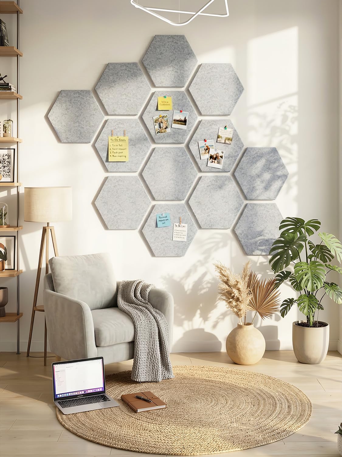 Uoisaiko 8-Pack Hexagon Felt Bulletin Board Tiles, Cork Board Alternative