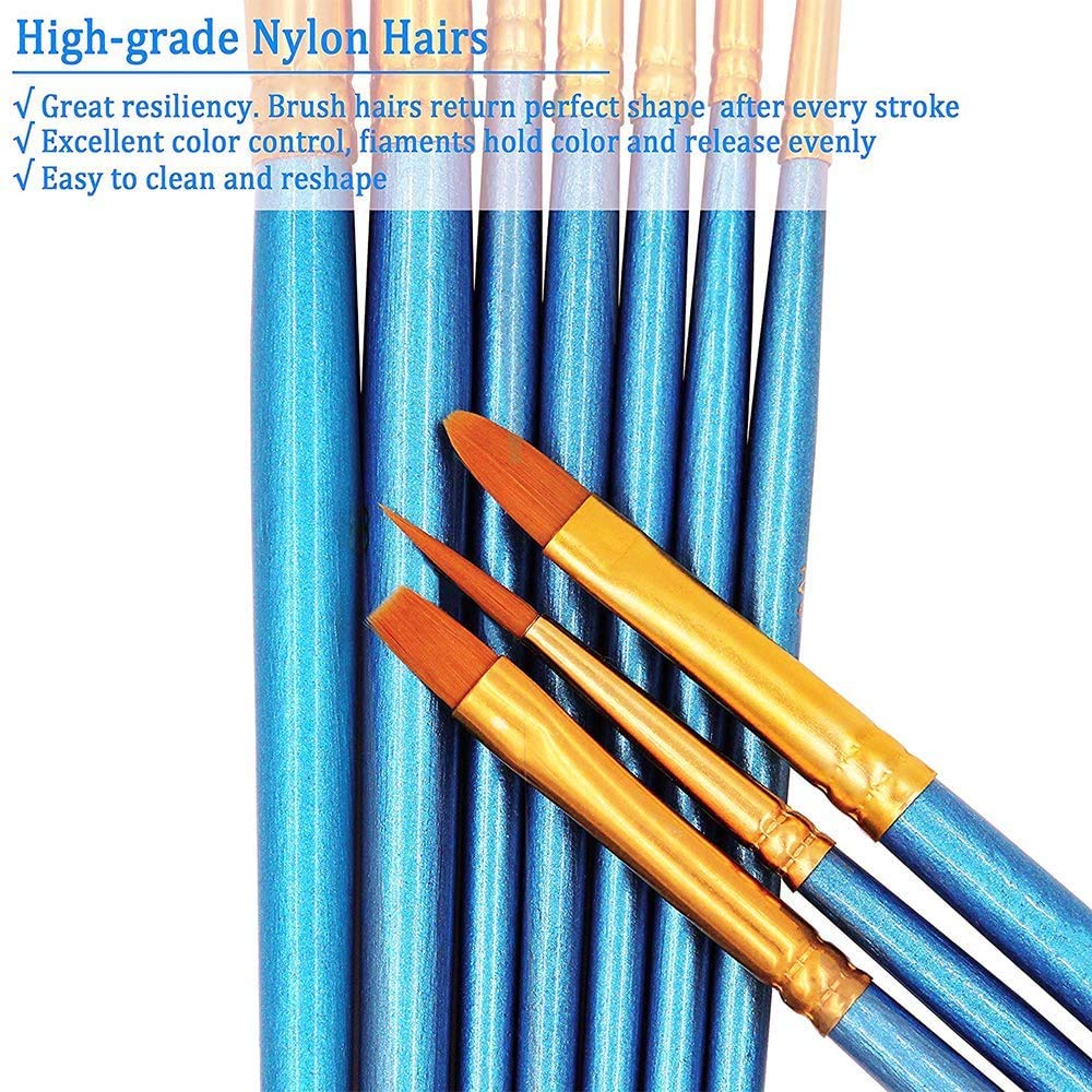 BOSOBO Paint Brush Sets, 6 Pack 60 Pcs Pointed-Round Tip Paintbrushes Nylon Hair Artist Acrylic