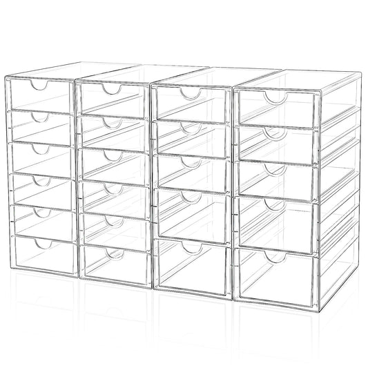 DOMNIU Acrylic Makeup Drawer Storage Organizer with 22 Drawers, 4 Set