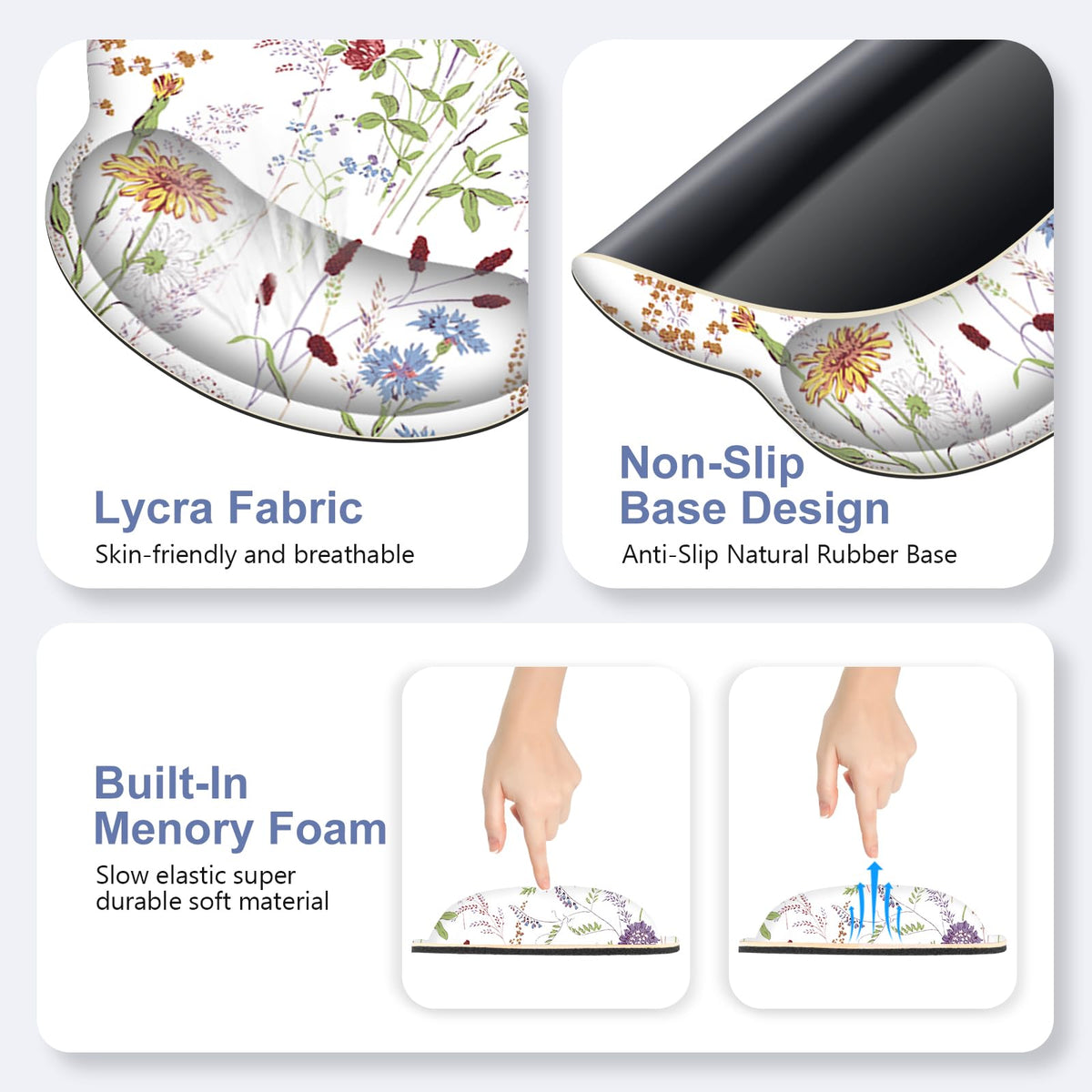 NXZGO Floral Desk Mat, 4in1 Large Mouse Pad with Wrist Rest, Cute Desk Mat, Anti-Slip XXL Computer