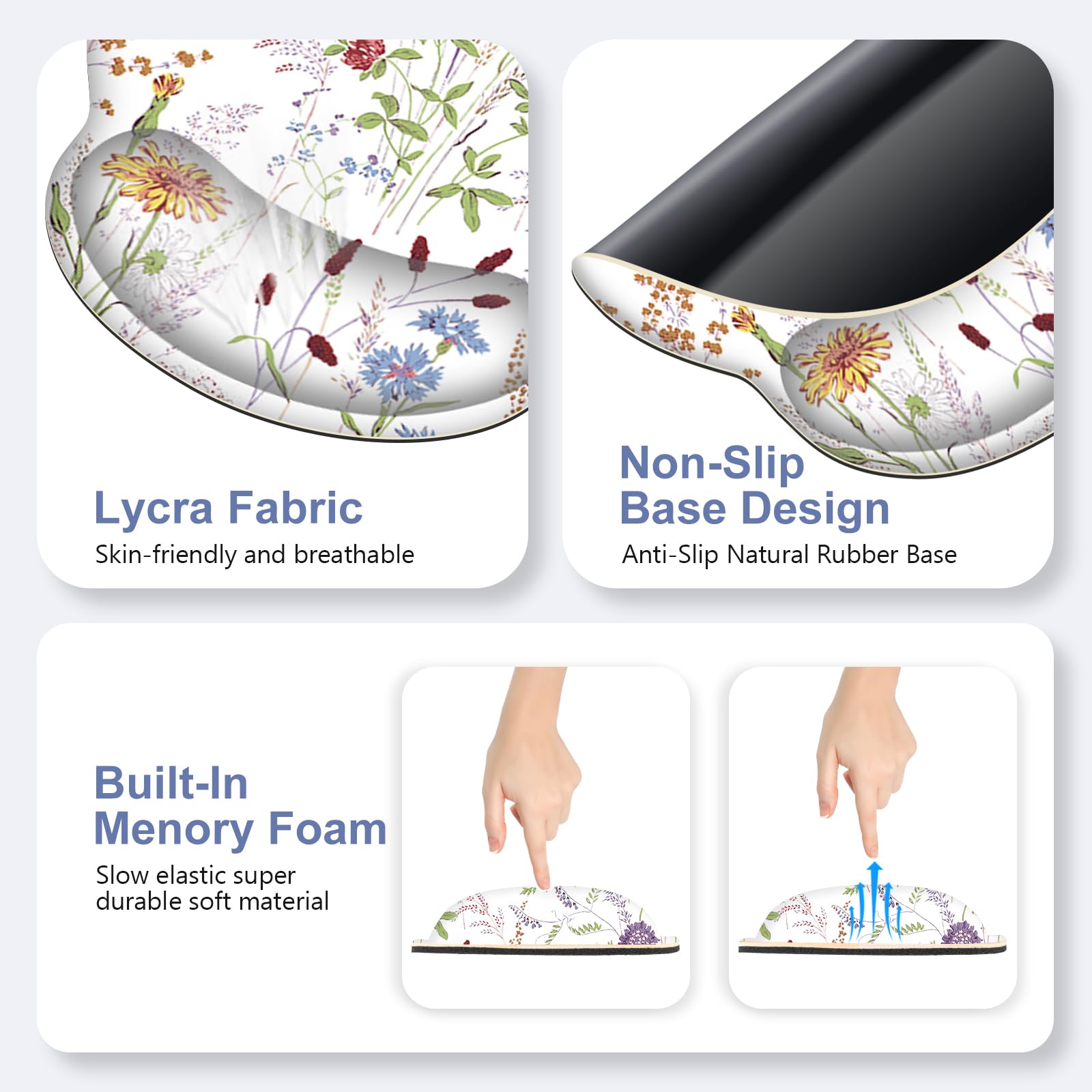 NXZGO Floral Desk Mat, 4in1 Large Mouse Pad with Wrist Rest, Cute Desk Mat, Anti-Slip XXL Computer