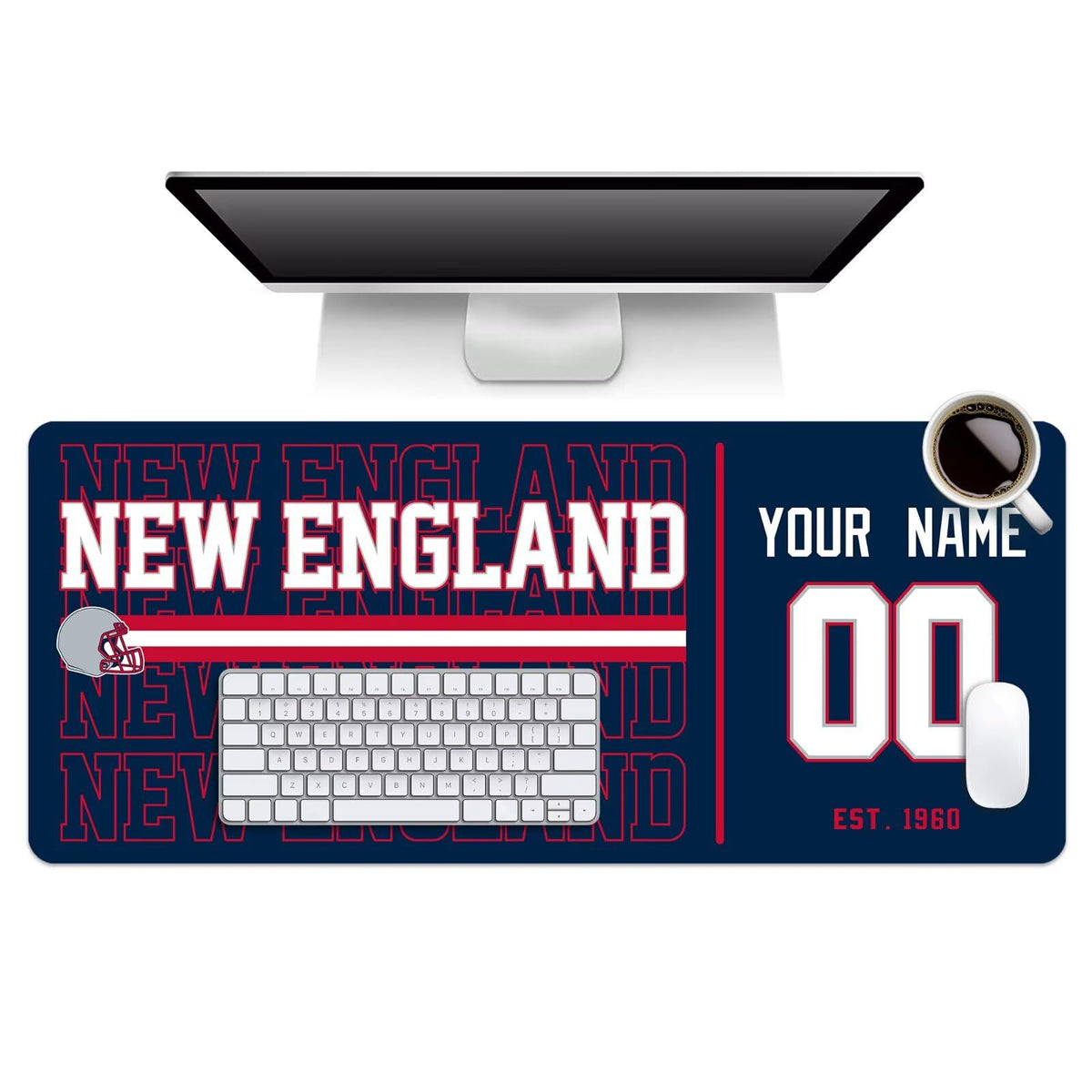 ANTKING New England Mouse Pad Custom Name and Number Desk Pad for Men Women Youth Gifts
