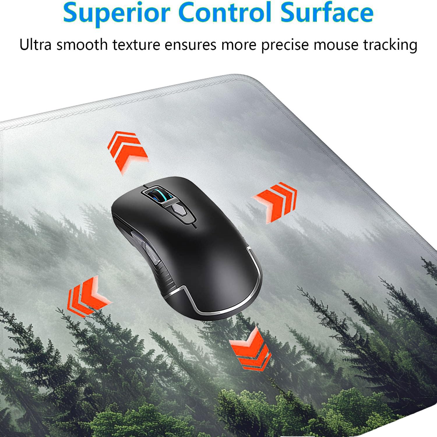 Misty Forest Gaming Mouse Pad Desk Pad Nature Fir Tree Woodland Large Gaming Mouse Mat with