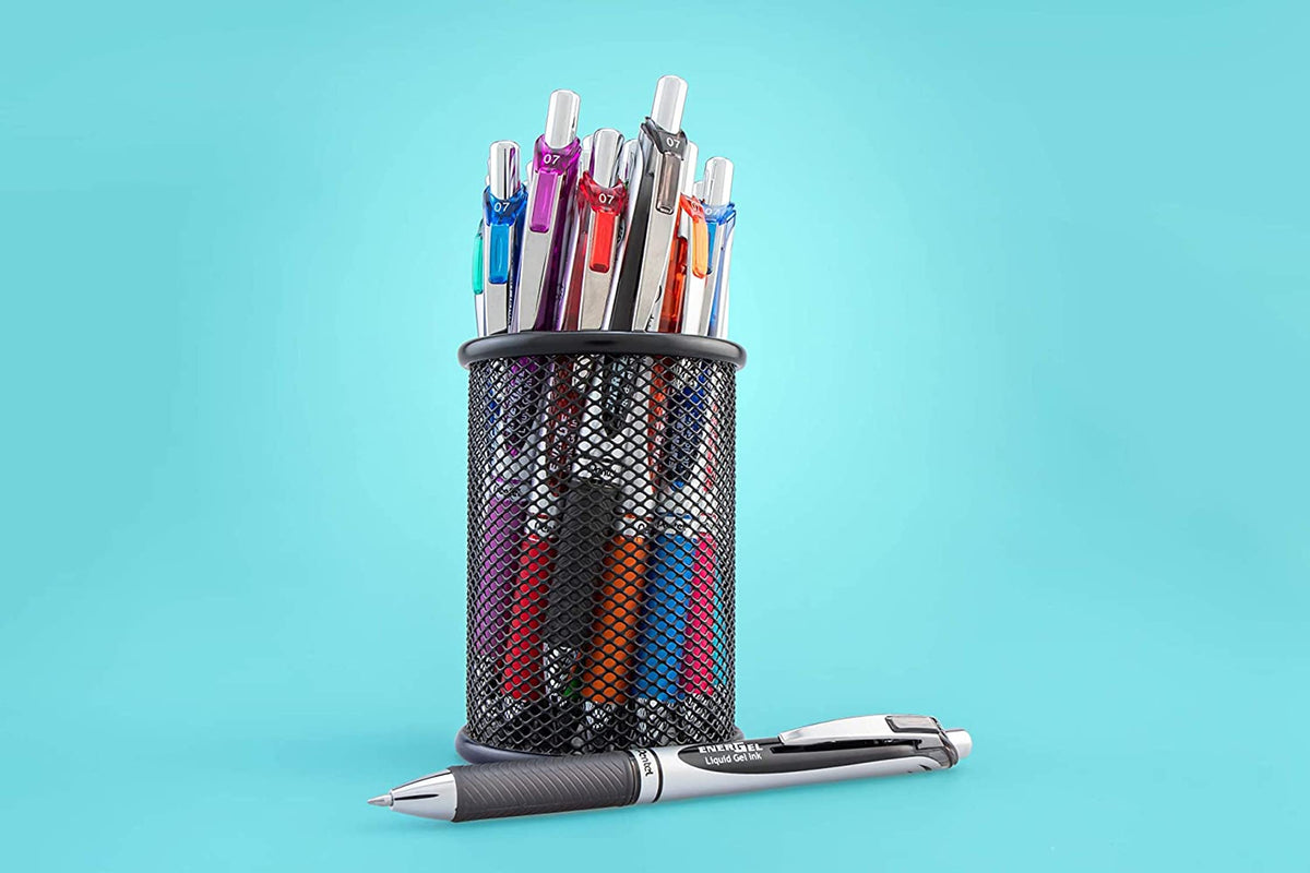 Pentel EnerGel 0.7 MM RTX Retractable Liquid Gel Pen, 10 Pack of New Assorted ink Colors, Metal