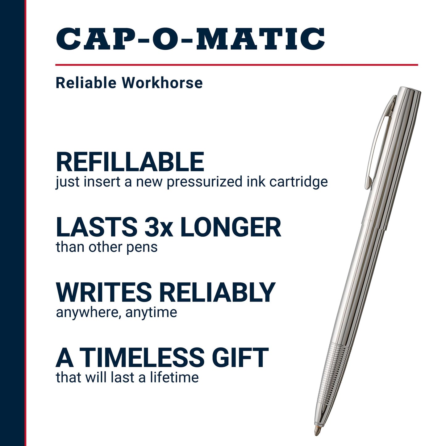 Fisher Space Pen Chrome Cap-O-Matic Pen, Black Ink, Gift Box
