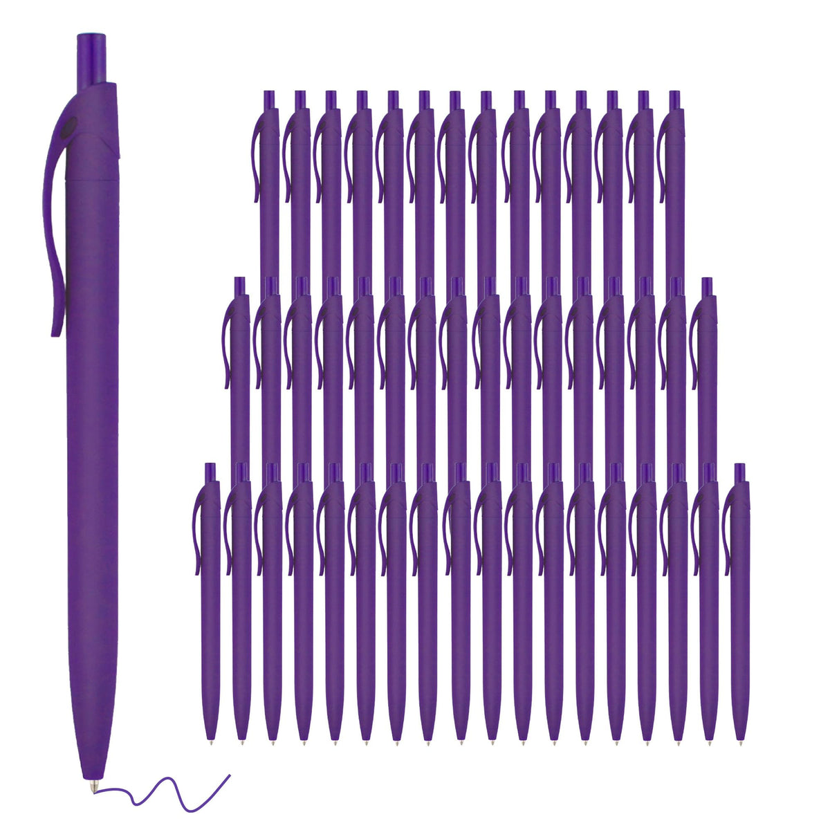 deegtran Pens Bulk, 50 Pack No Bleed Purple Click Pens, Wholesale Retractable Ballpoint Pens