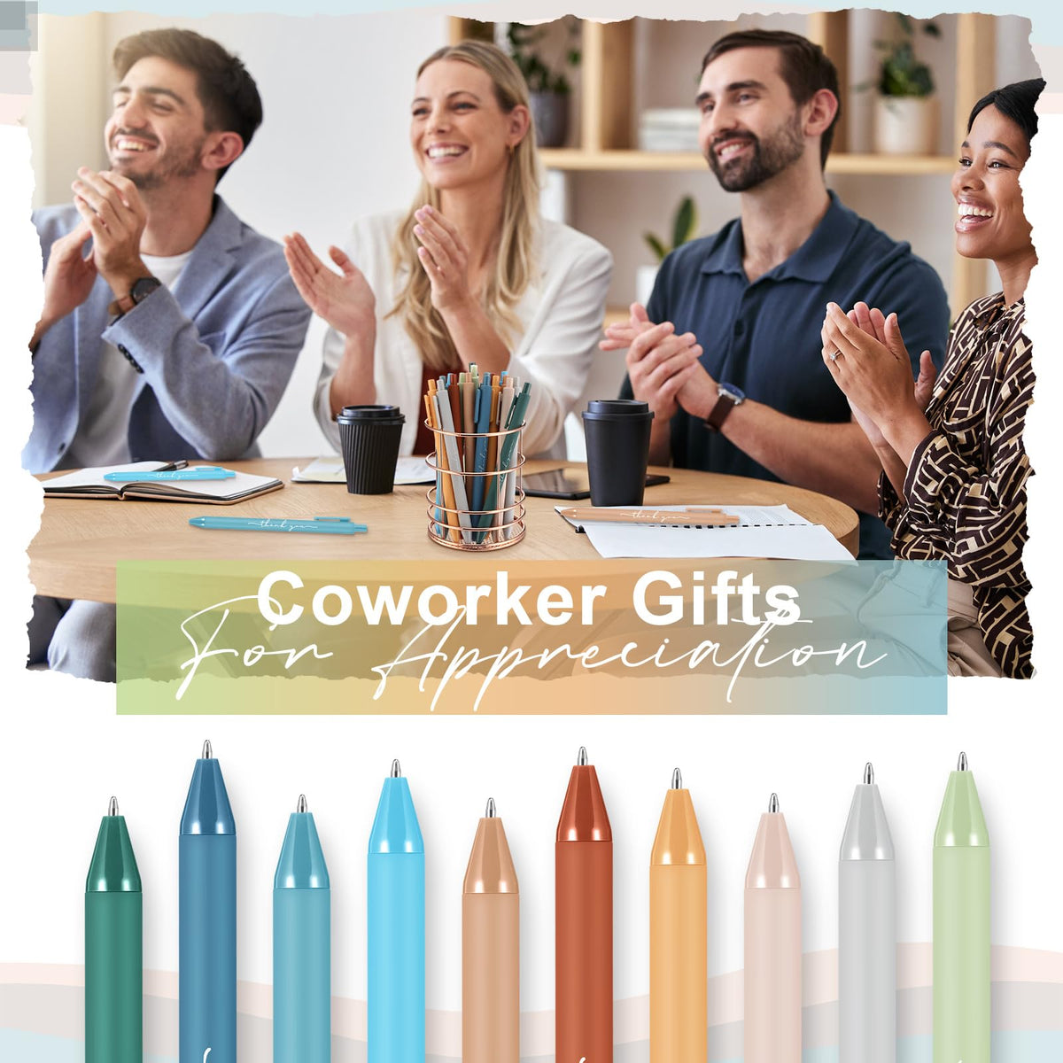Dispowreath 200 Pcs Thank You Pen Bulk Cute Server Ballpoint, Muted Tones
