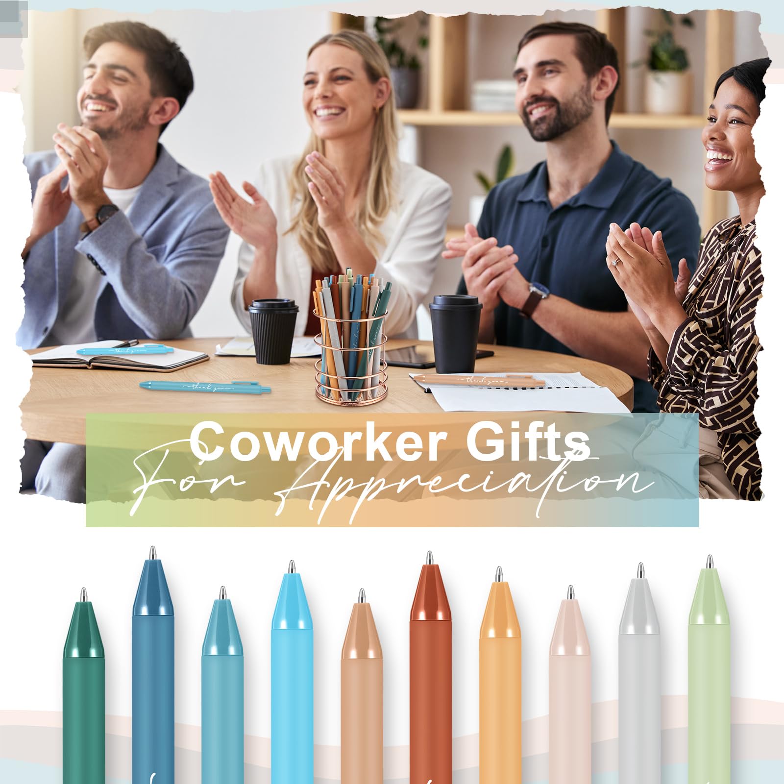Dispowreath 200 Pcs Thank You Pen Bulk Cute Server Ballpoint, Muted Tones