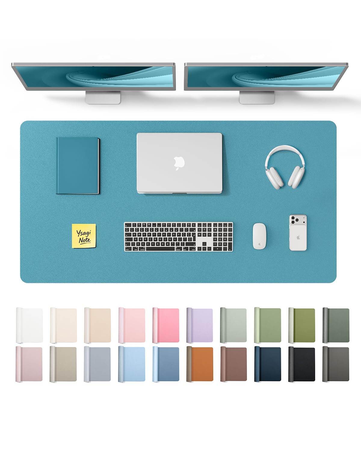 YSAGi Leather Desk Pad Protector, Office Desk Mat, Large Mouse Pad, Non-Slip PU Leather Desk