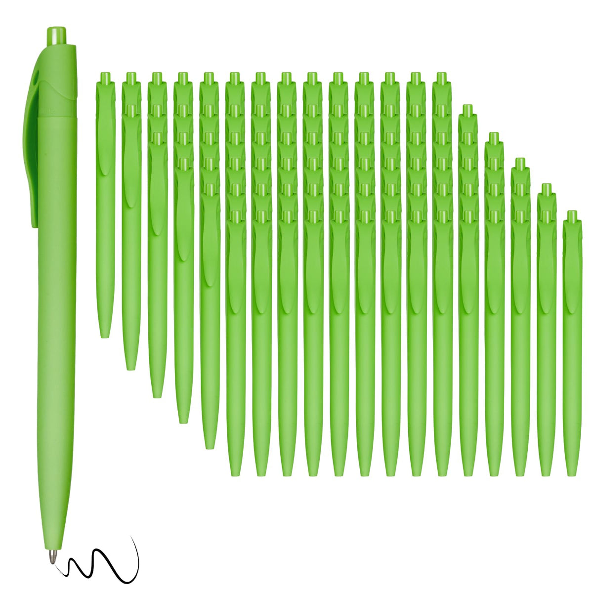 Wiaziert BallPoint Pens, 100 Pack (BLACK Ink),Bulk Pens, Light Green Barrel,Click Pens for Office