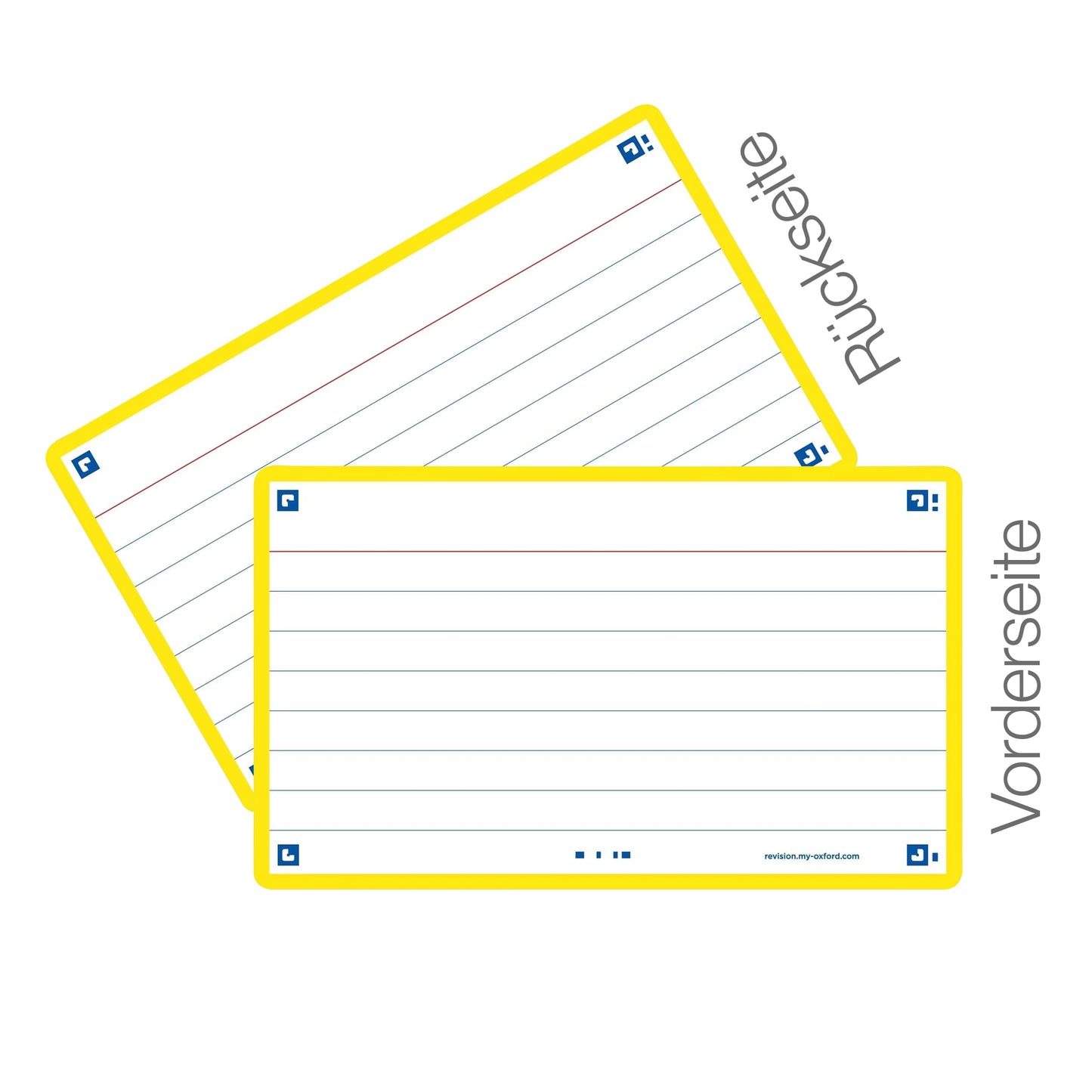 Flash Cards by Oxford, Ruled with Yellow Frame, Pack of 80 Cards, 7.5x12.5cm Size, 400133883