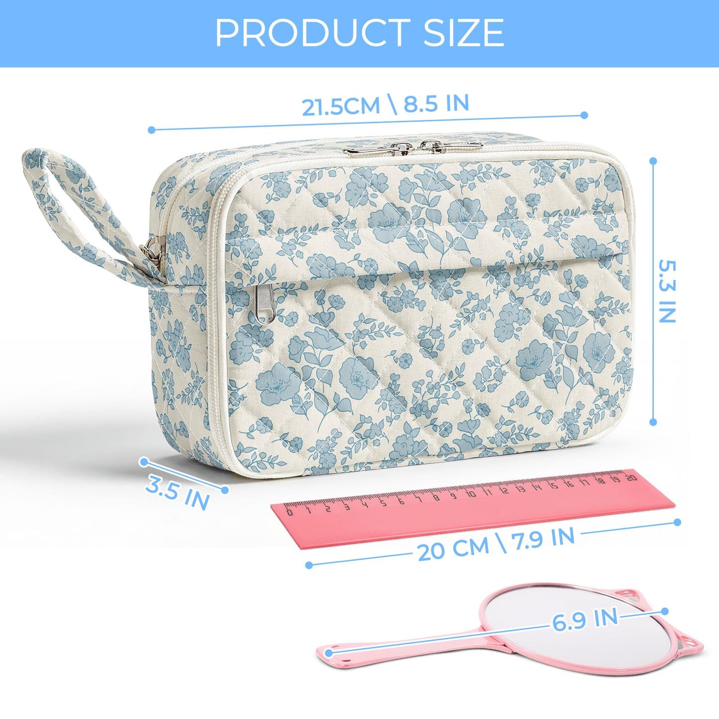 WOBAGMEN Quilted Pencil Pouch for Girls Women, Large Pencil Case Pouch with Compartments Cute