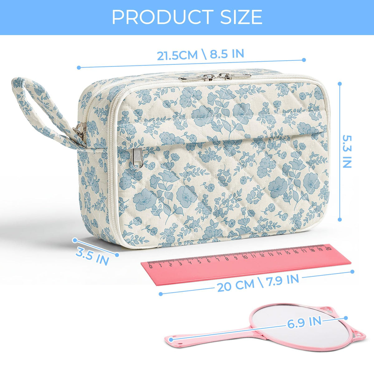 WOBAGMEN Quilted Pencil Pouch for Girls Women, Large Pencil Case Pouch with Compartments Cute