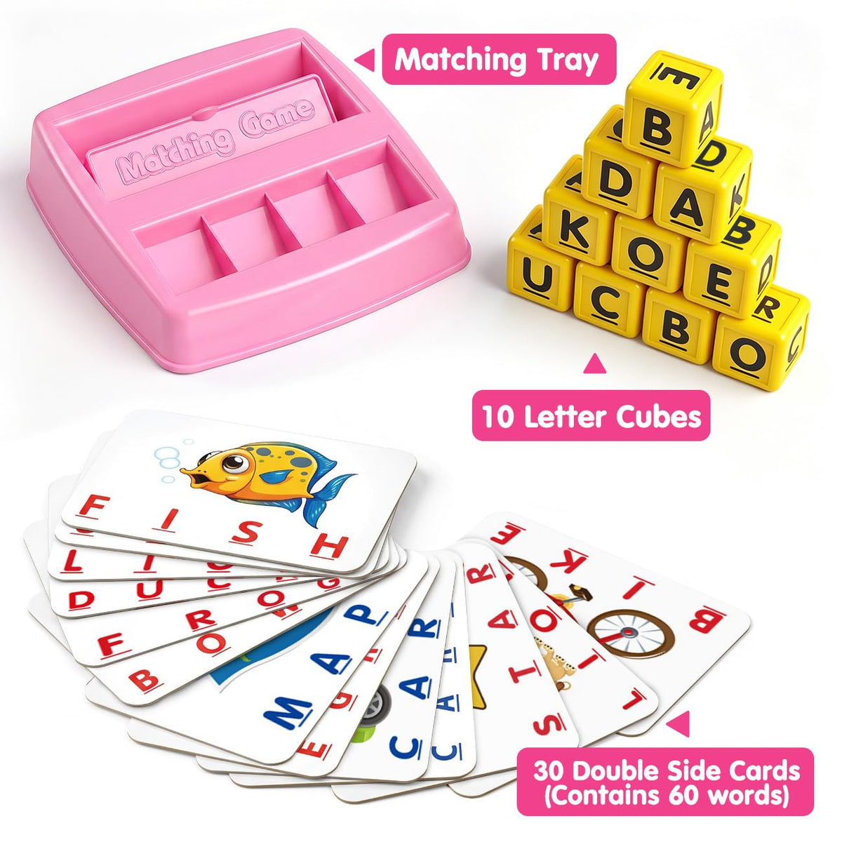 NARRIO Educational Toys for 3 4 5 Year Old Girl, Matching Letter Game Puzzles for Kids Ages 4-6