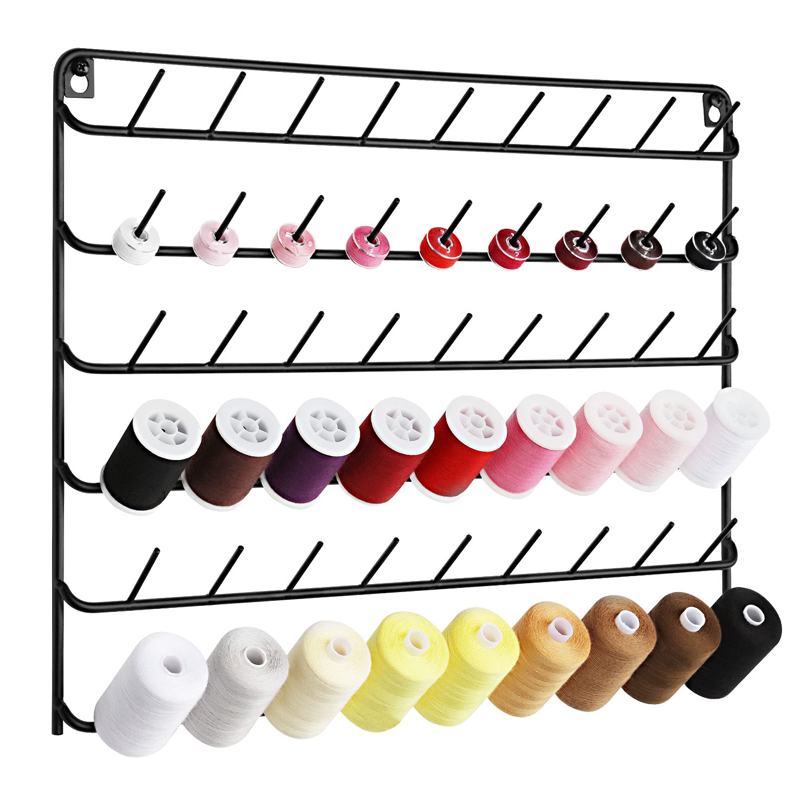 YBING Thread Holder Wall 54 Spools Thread Rack Black Metal