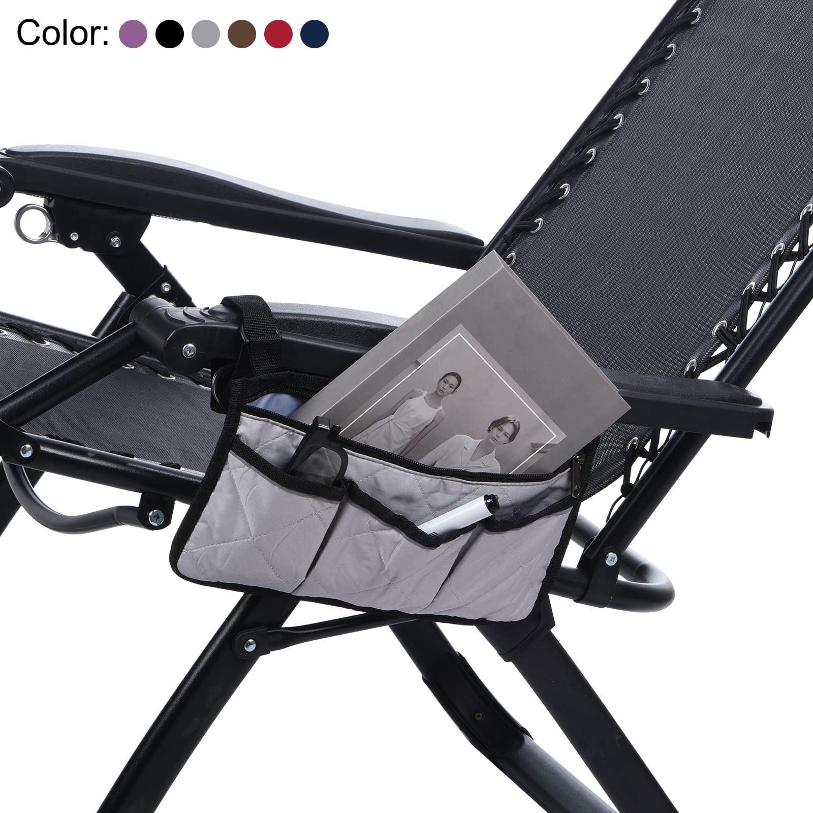PATIKIL Chair Armrest Organizer, Waterproof Beach Chair Hanging Storage Pouch Arm Rest Magazine