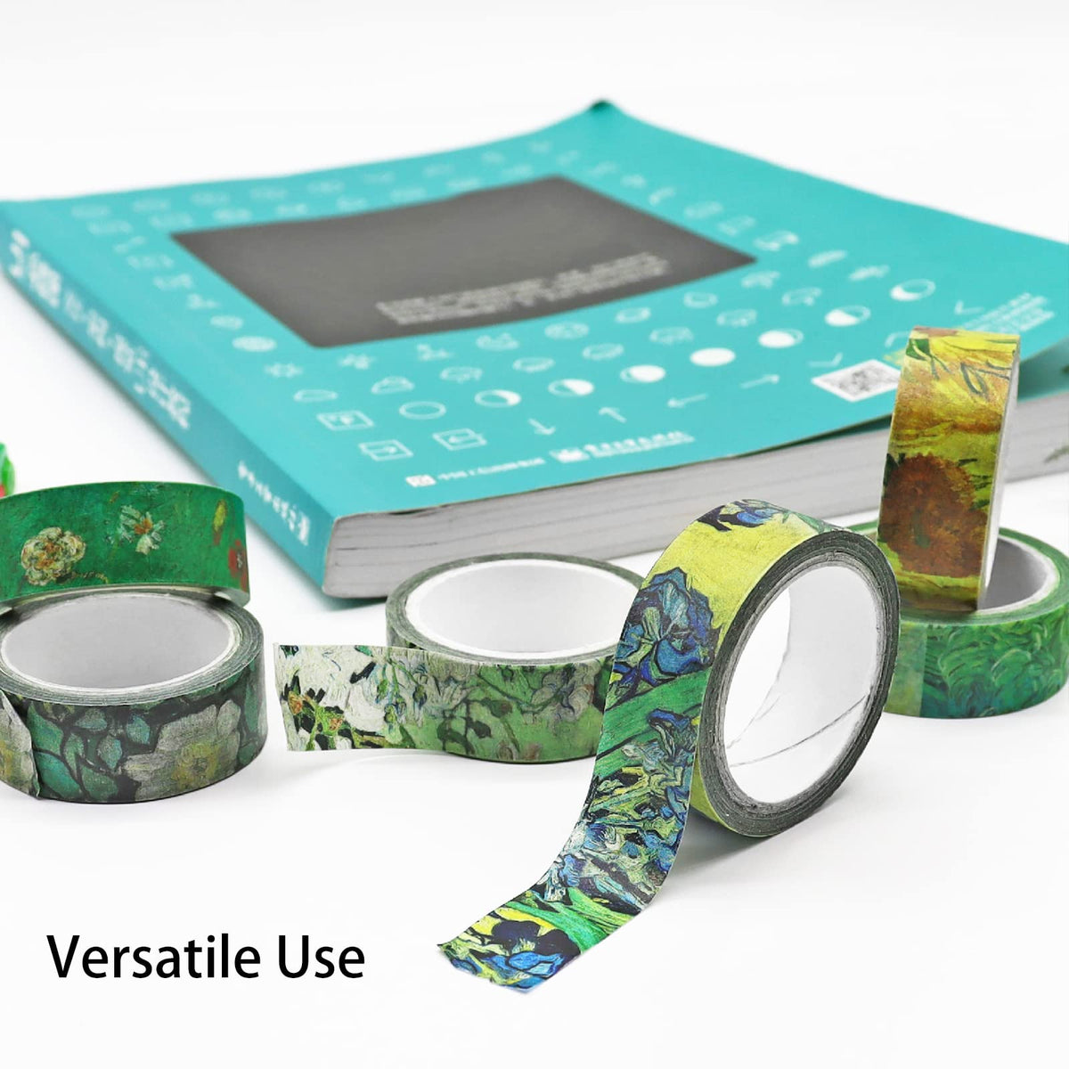 Berkin Arts 12 Rolls Art Floral Designs Washi Tape Set - 15 mm Wide Decorative Adhesive Masking