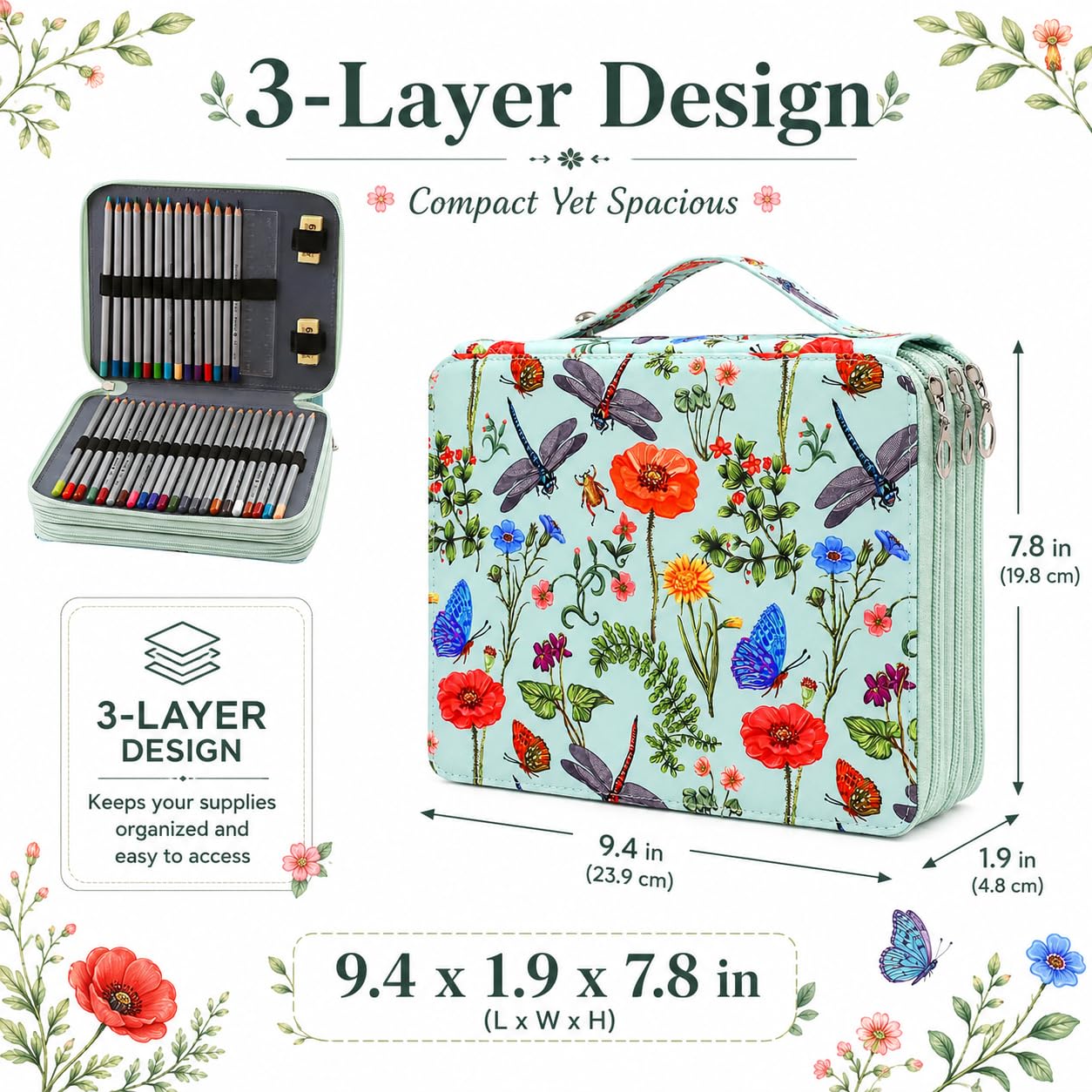 Lbxgap 120 Slots Colored Pencil Case Organizer, 3 Layer Bag