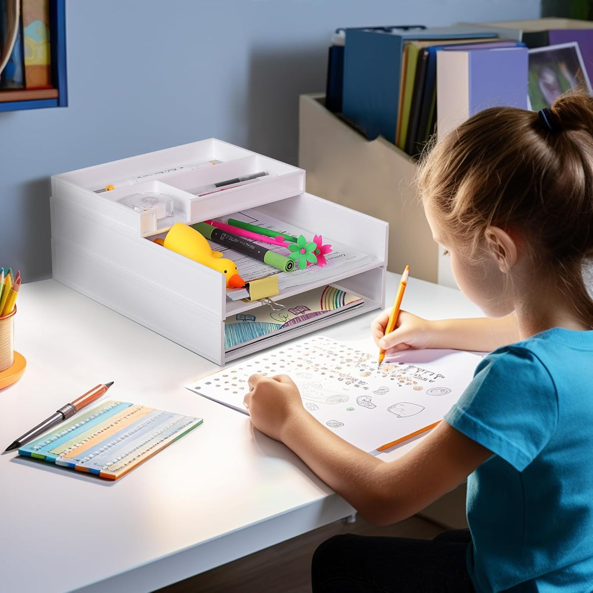 Eufrozy 3 Tier White Stackable Letter Tray Paper Organizer for Office Desk
