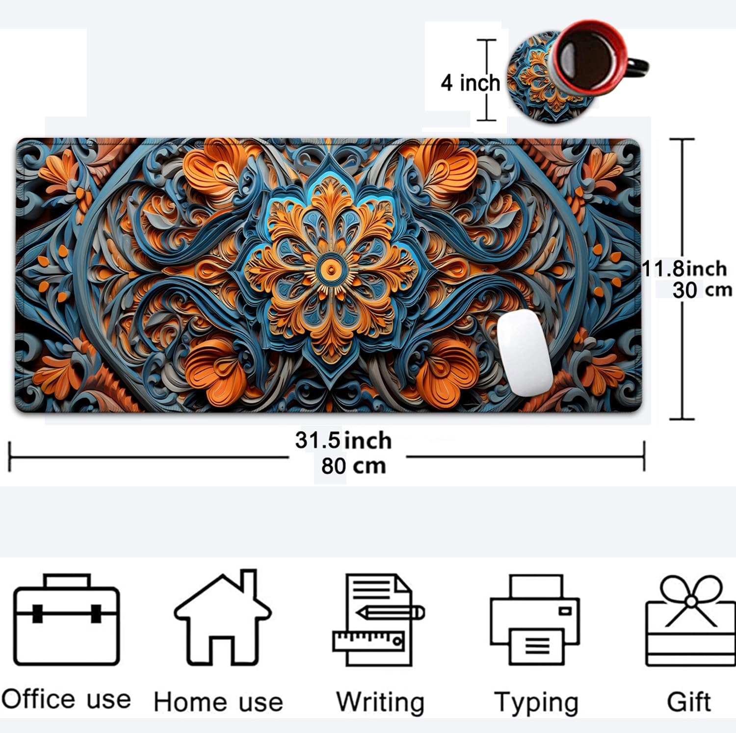 Large Mouse Pad, 31.5 x 11.8in Extended Gaming Mouse Pad with Stitched Edges, XXL Mousepad