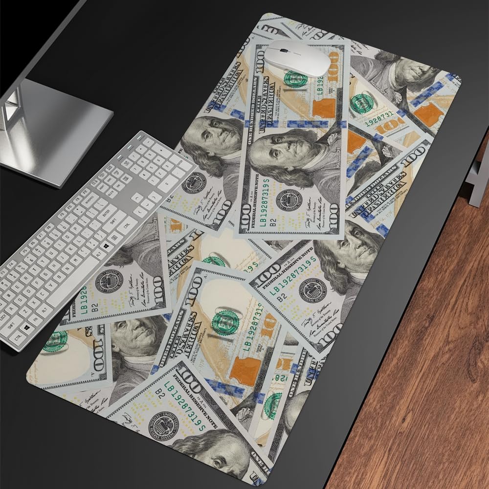 Reateforin Cool US Dollar Currency Money Gaming Mouse Pad Hundreds of 100 Dollar Bills Non-Slip