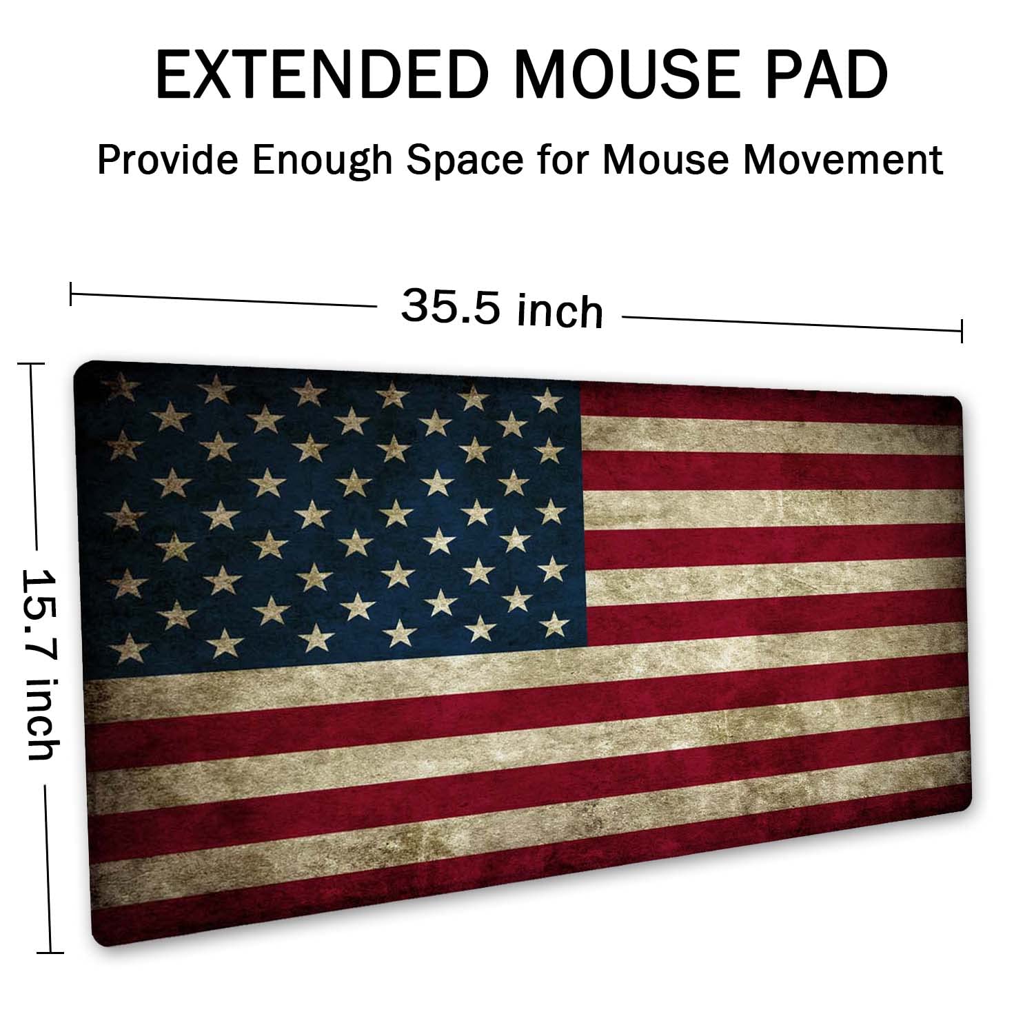 SSOIU Vintage American Patriotic US Flag Mouse Pad 35.5 X 15.7 Inch XXL Full Desk Mousepad Extended