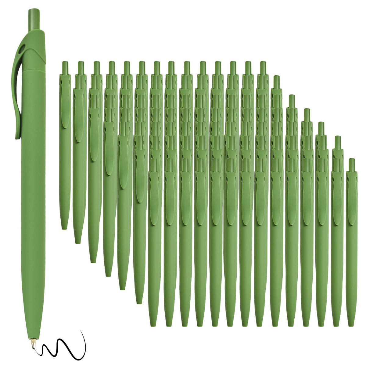 Wiaziert BallPoint Pens, 100 Pack (BLACK Ink),Bulk Pens, Green Barrel,Click Pens for Office Home