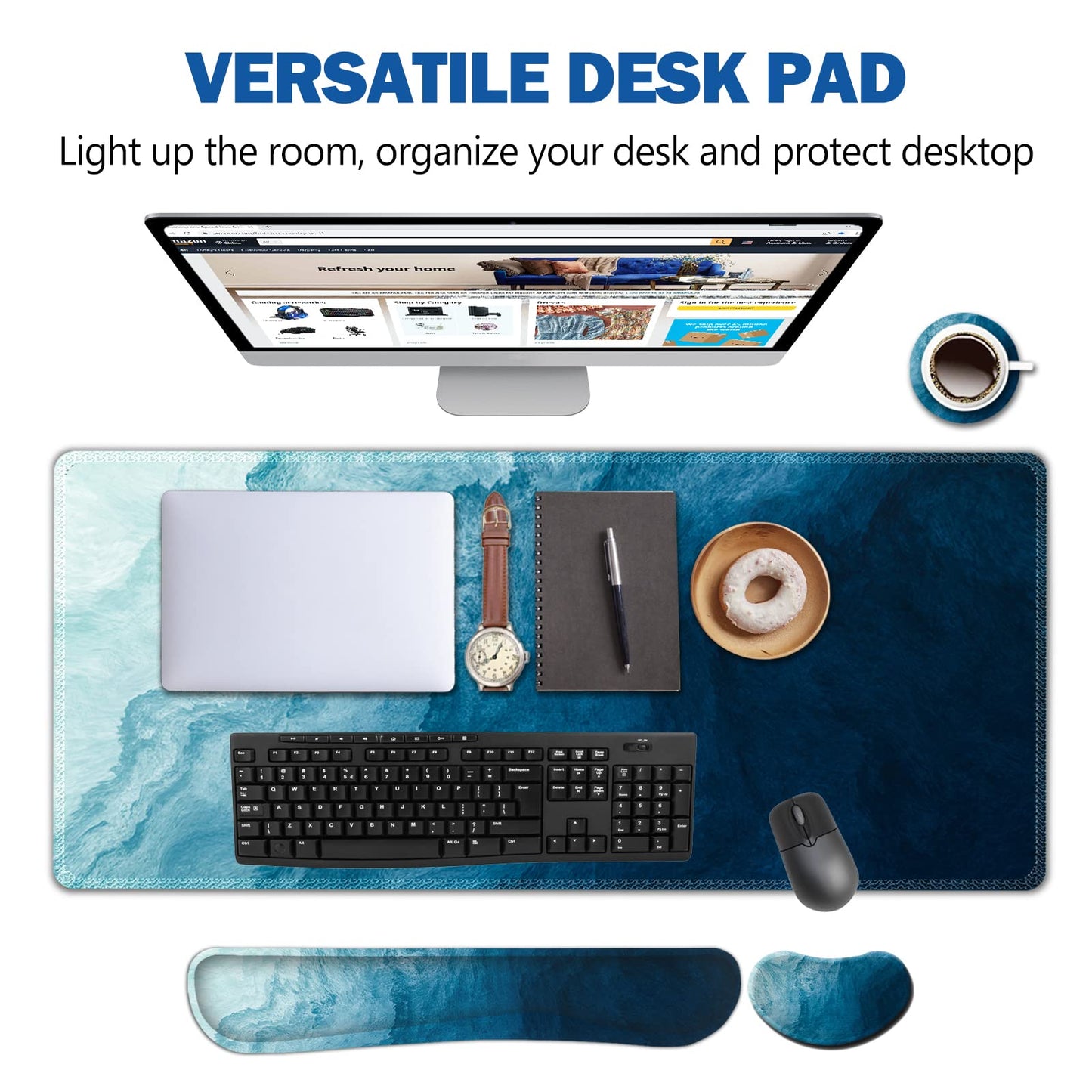 AIMSA Large Gaming Mouse Pad Set, Keyboard Wrist Rest Support + Extended Mouse Pad + Mouse Wrist