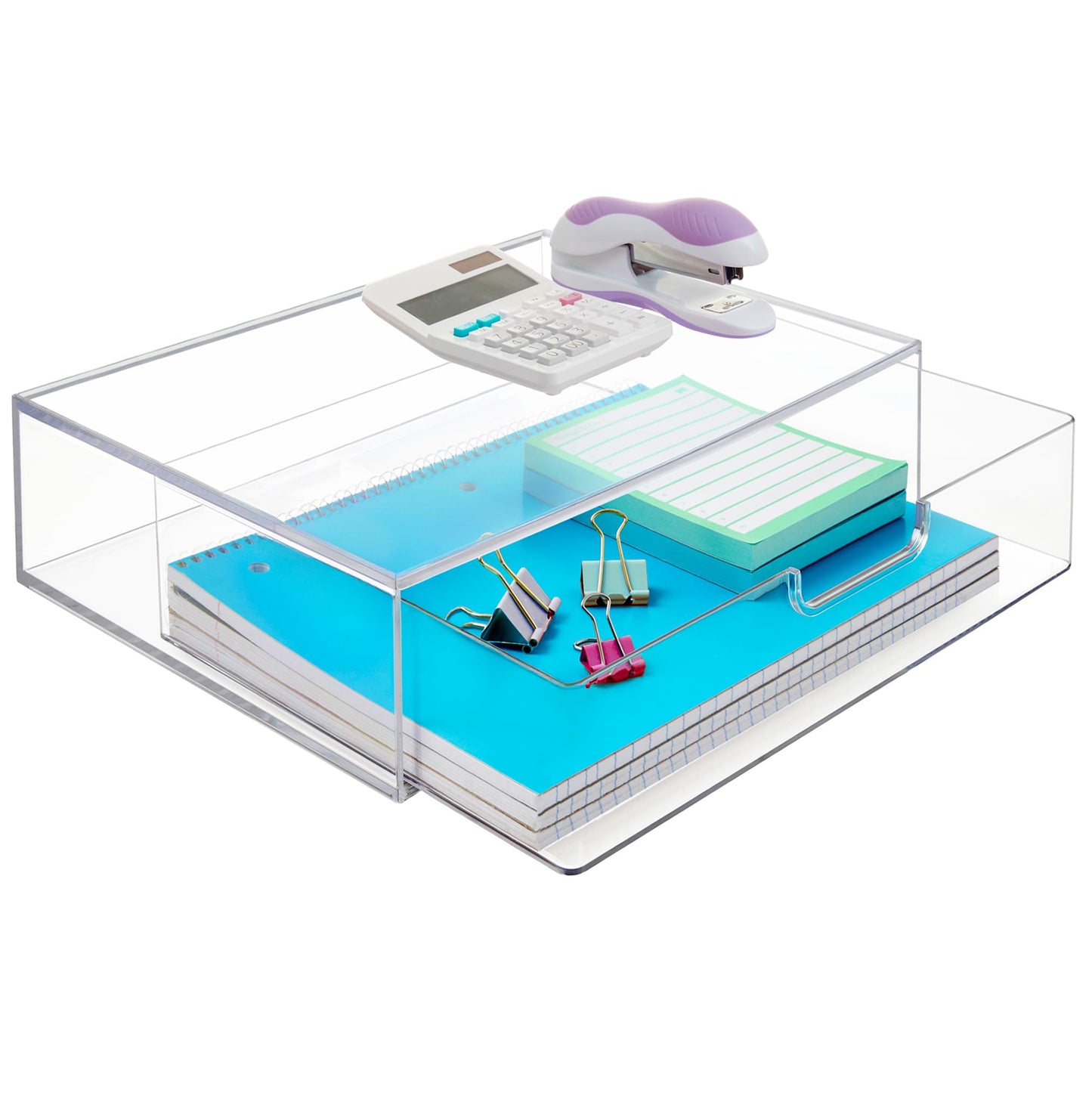 STORi STAX Plastic Stackable Organizer Drawer in Clear | 12.5-inches Wide | Organize Office Desk