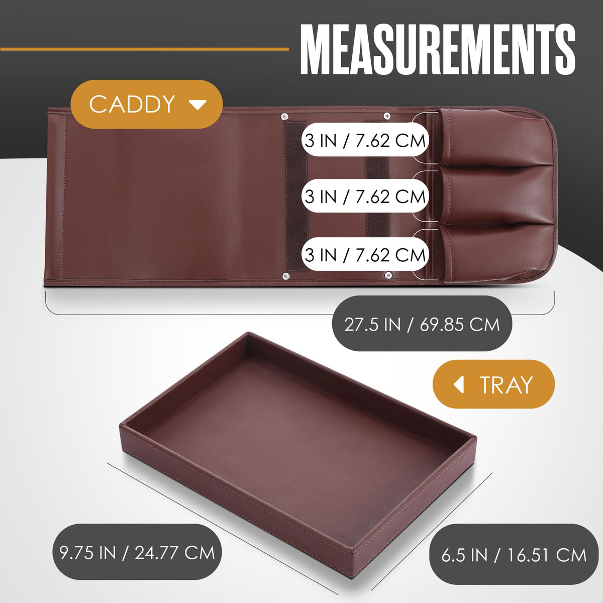 Armchair Caddy, Recliner Accessories, Armrest Organizer, Brown