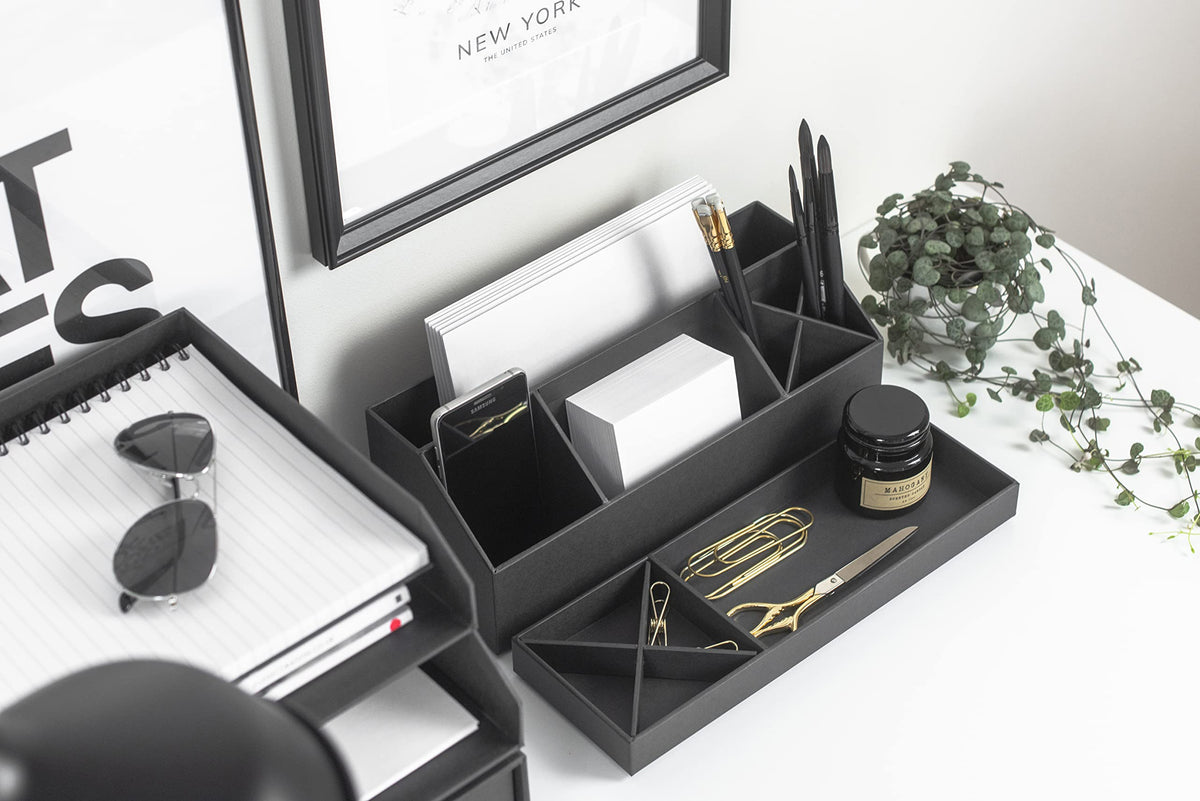 BIGSO ELISA Desk Organiser with 4 Compartments - Organiser System for Notes, Paper Clips, Pens etc.