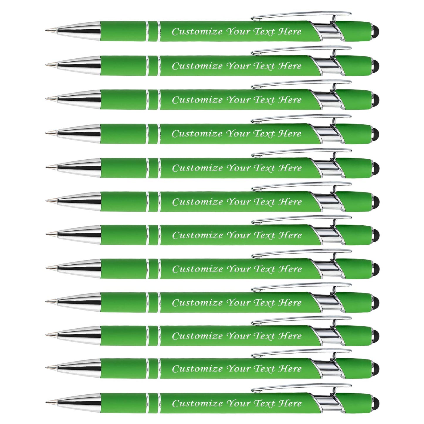 Personalized Pens with Stylus Tip, Custom Engraving Pens 12PCS, Soft Touch Ballpoint Pen, Printed