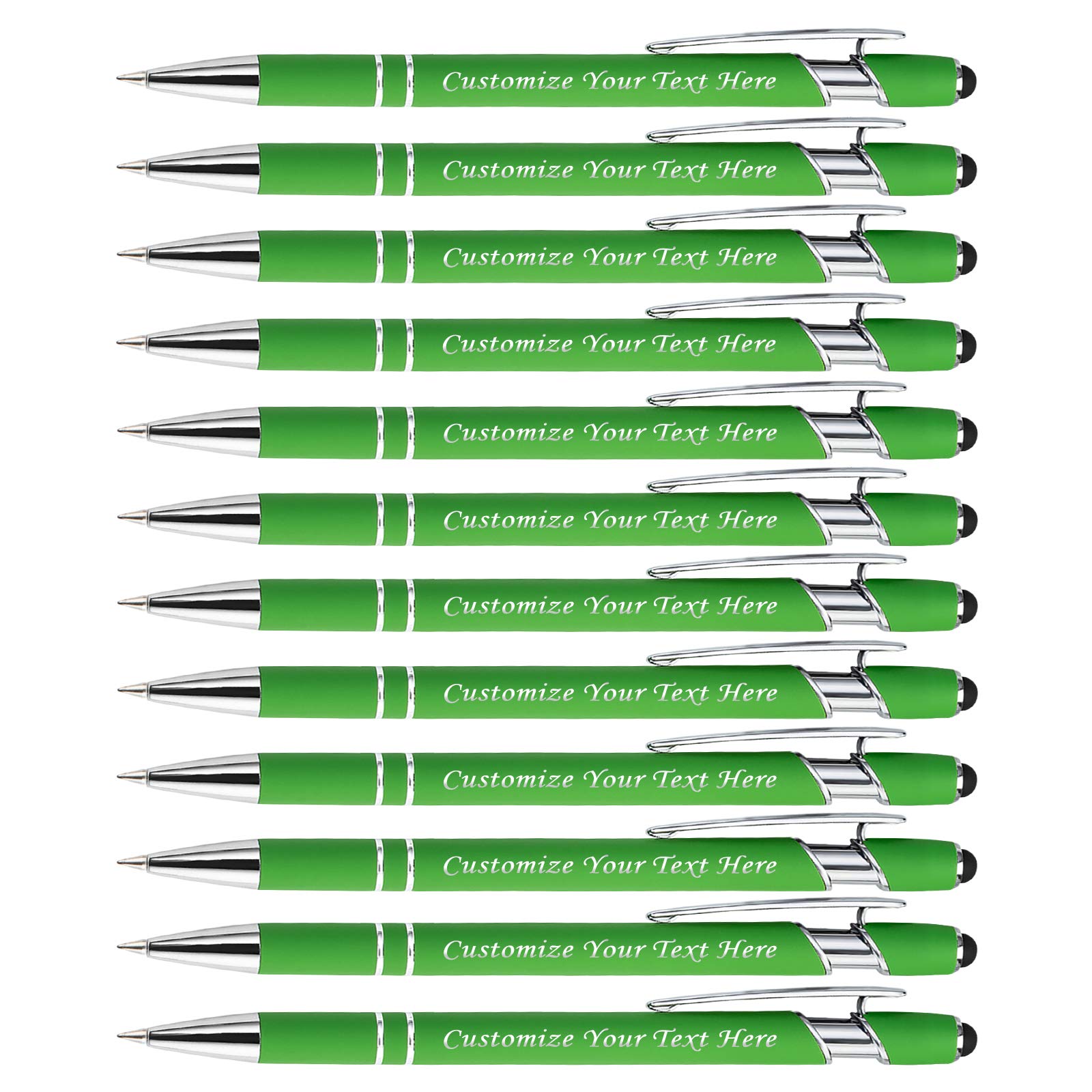 Personalized Pens with Stylus Tip, Custom Engraving Pens 12PCS, Soft Touch Ballpoint Pen, Printed