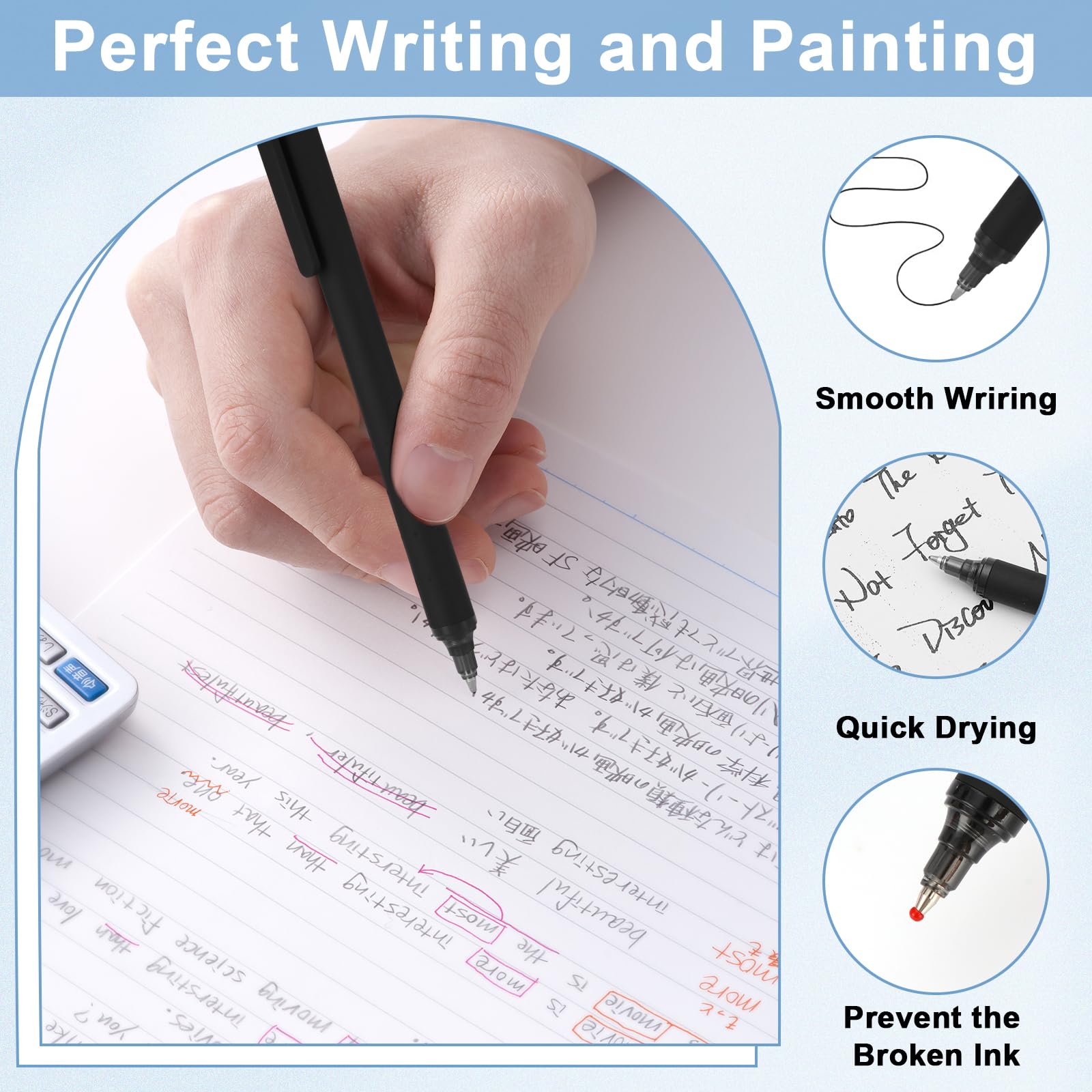 WY WENYUAN 100 Pcs Black Pens Bulk, 1.0mm Bold Point Quick Drying Ballpoint Pens, Retractable Bulk