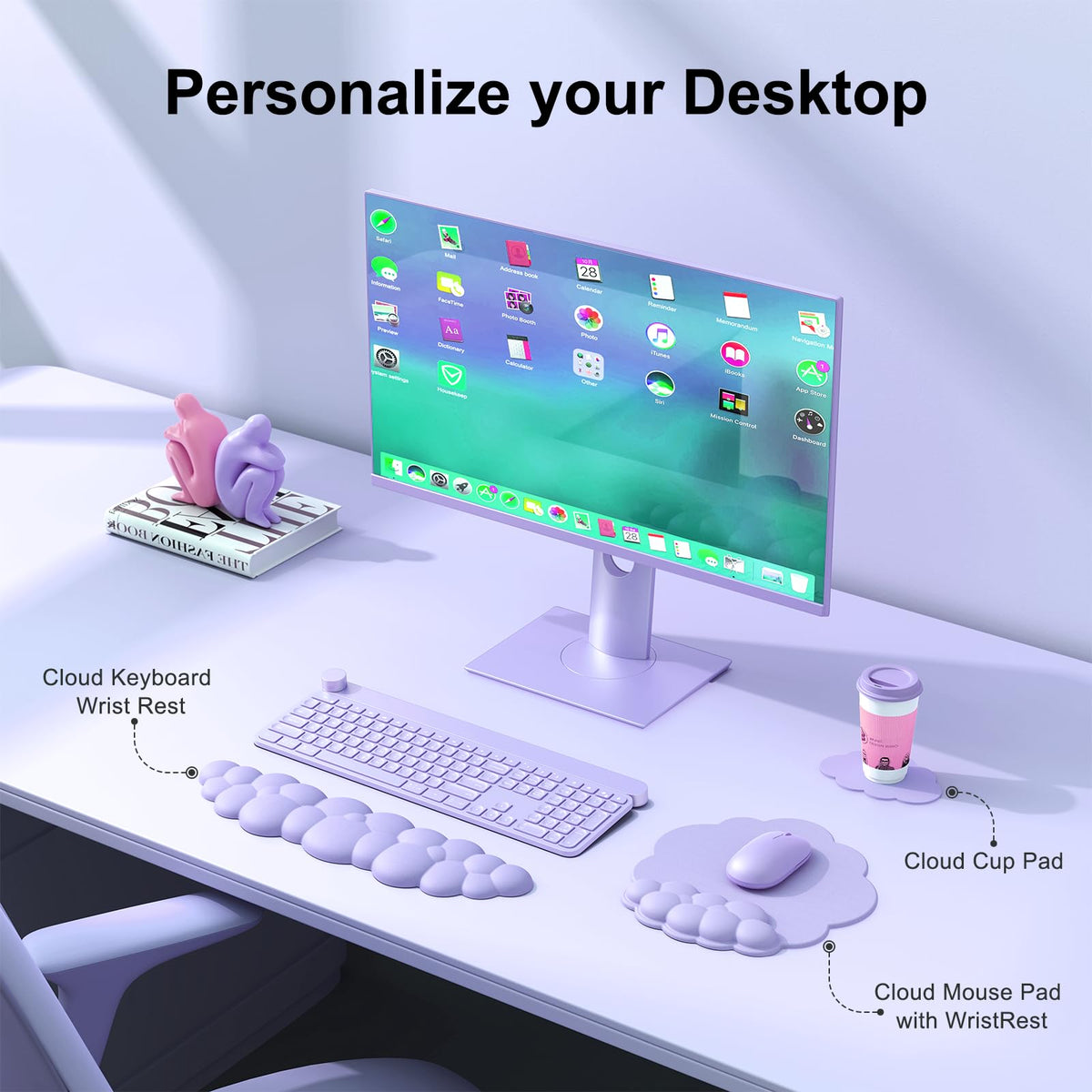 MOKURU Cloud Mouse Pad with Wrist Rest, Cloud Keyboard Wrist Rest, Mouse Pad Wrist Support